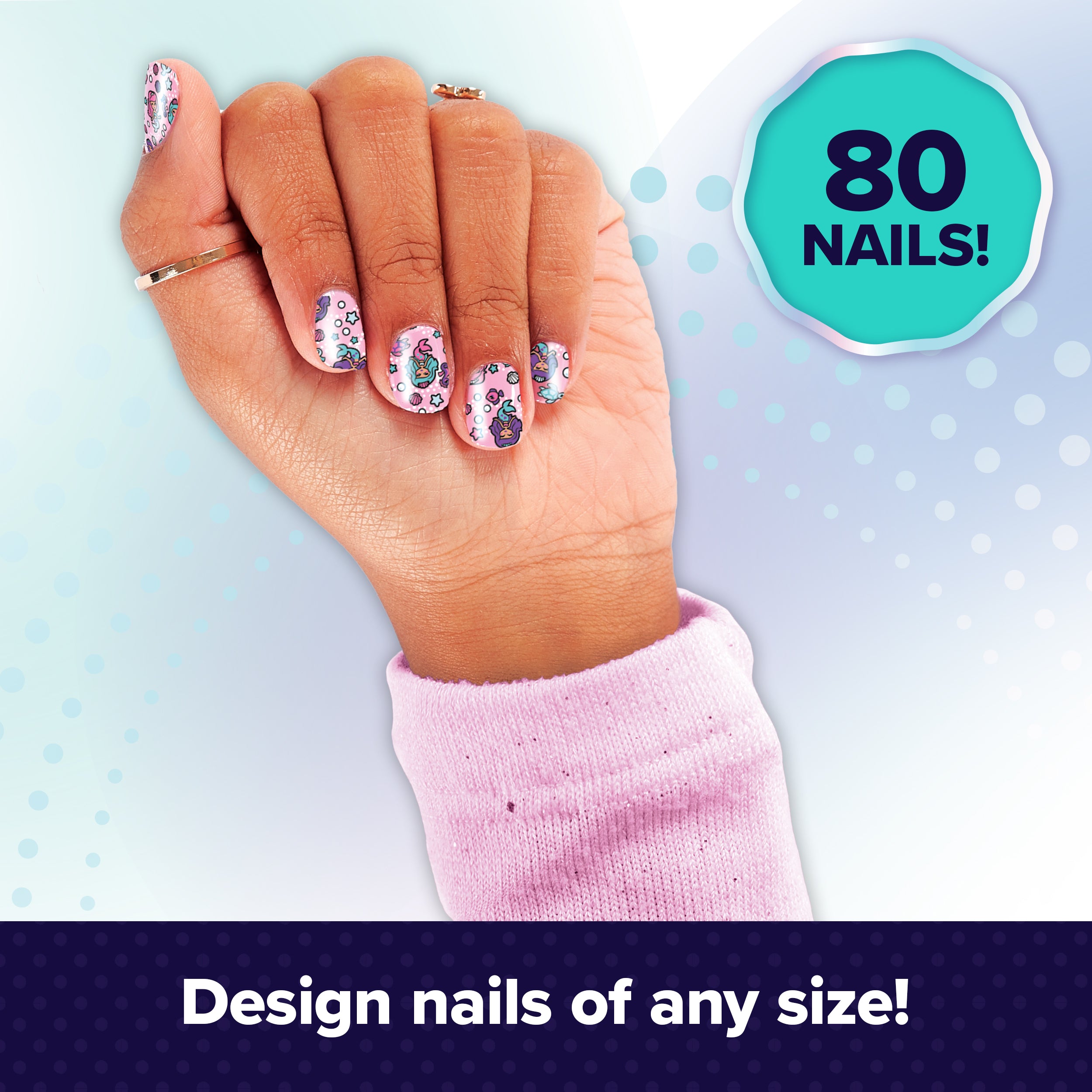 Cool Maker, GO GLAM Nail Kit Refill, Unicorn & Mermaid Designs, Style 80 Nails Packaging May Vary, Arts and Crafts Kids Toys for Ages 7 and up
