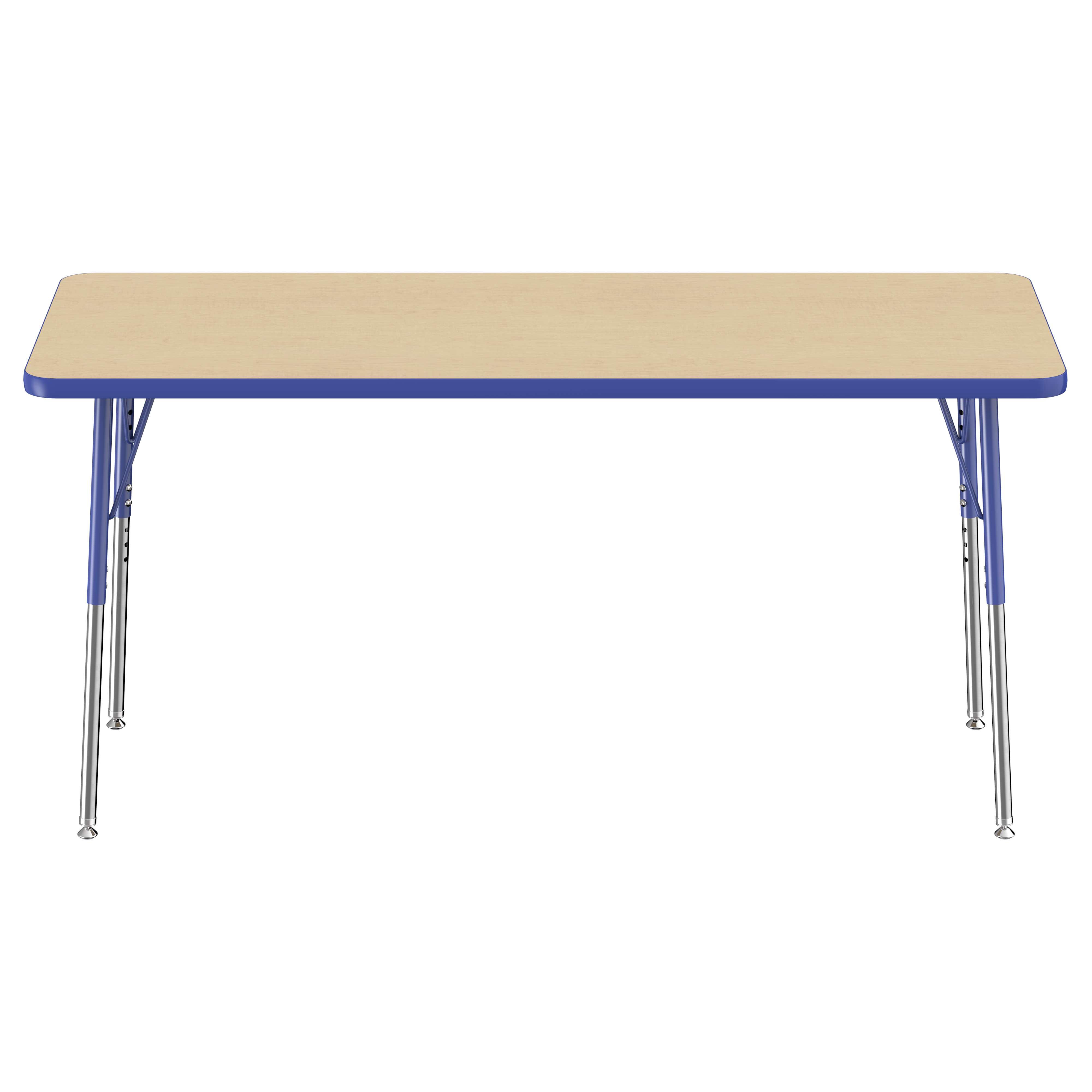 24" x 60" Rectangle T-Molding Activity Table with Adjustable Standard Swivel Glide Legs - Maple/Blue