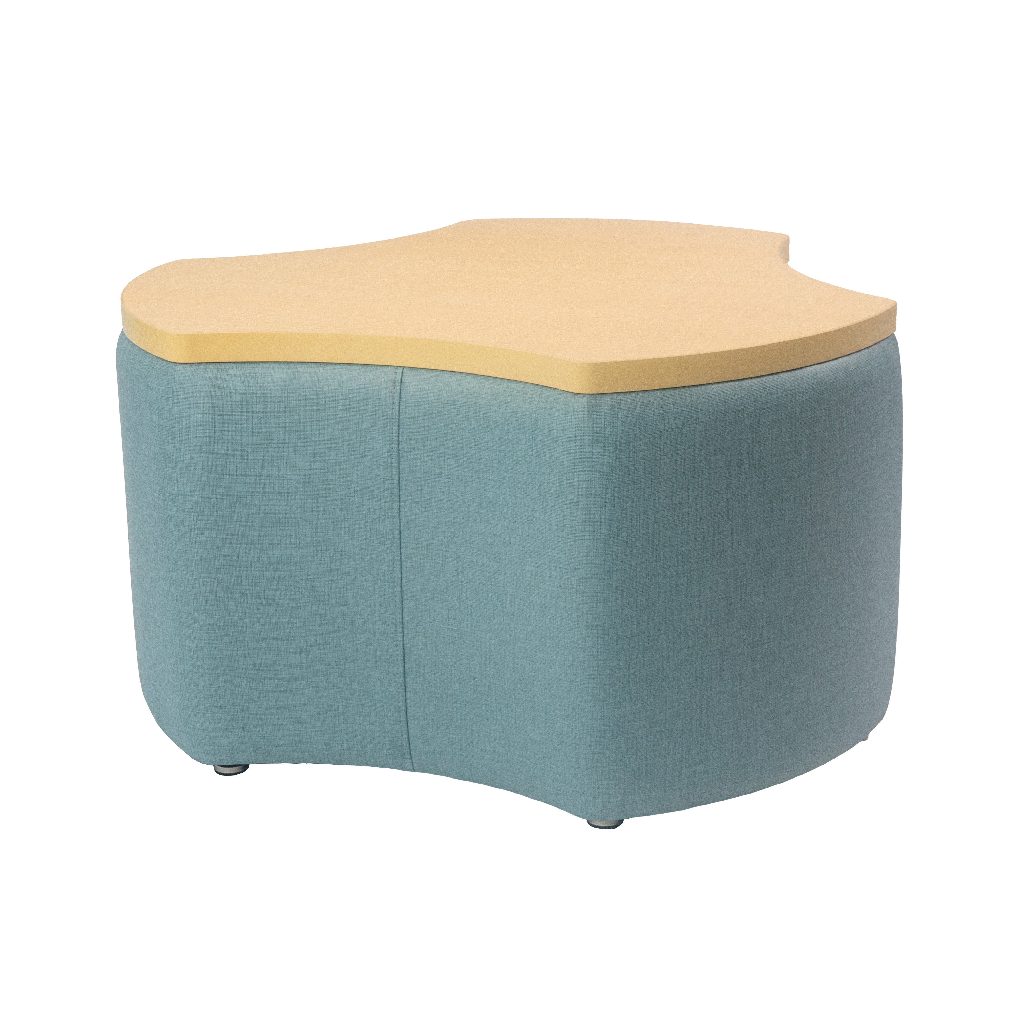 Pro Series Upholstered Cog Ottoman Table 18" Height - Sky Blue Crosshatch/Maple