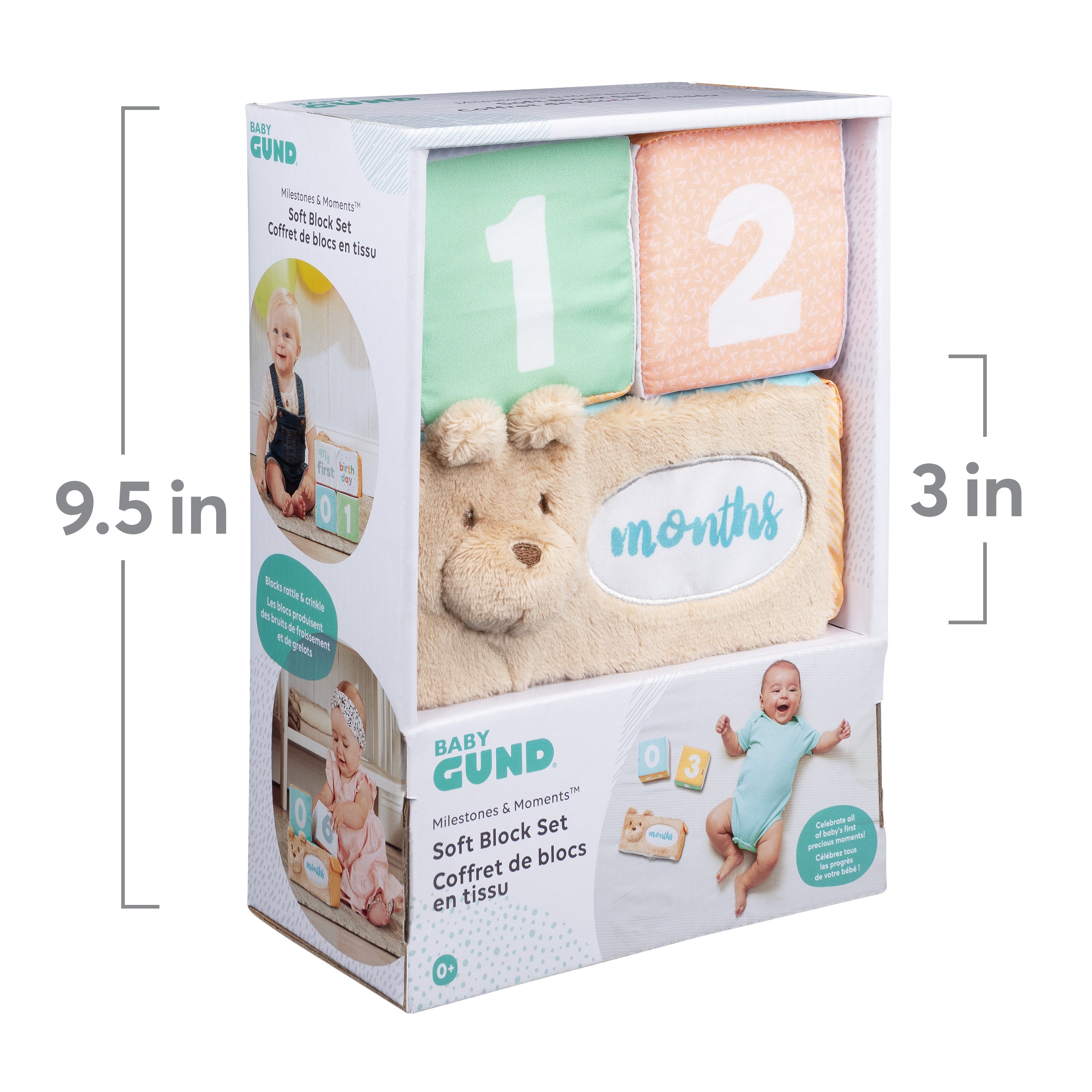 Baby GUND Milestones and Moments Soft Blocks, Plush Photo Prop Sensory Toy Blocks for Babies and Newborns, Multicolor