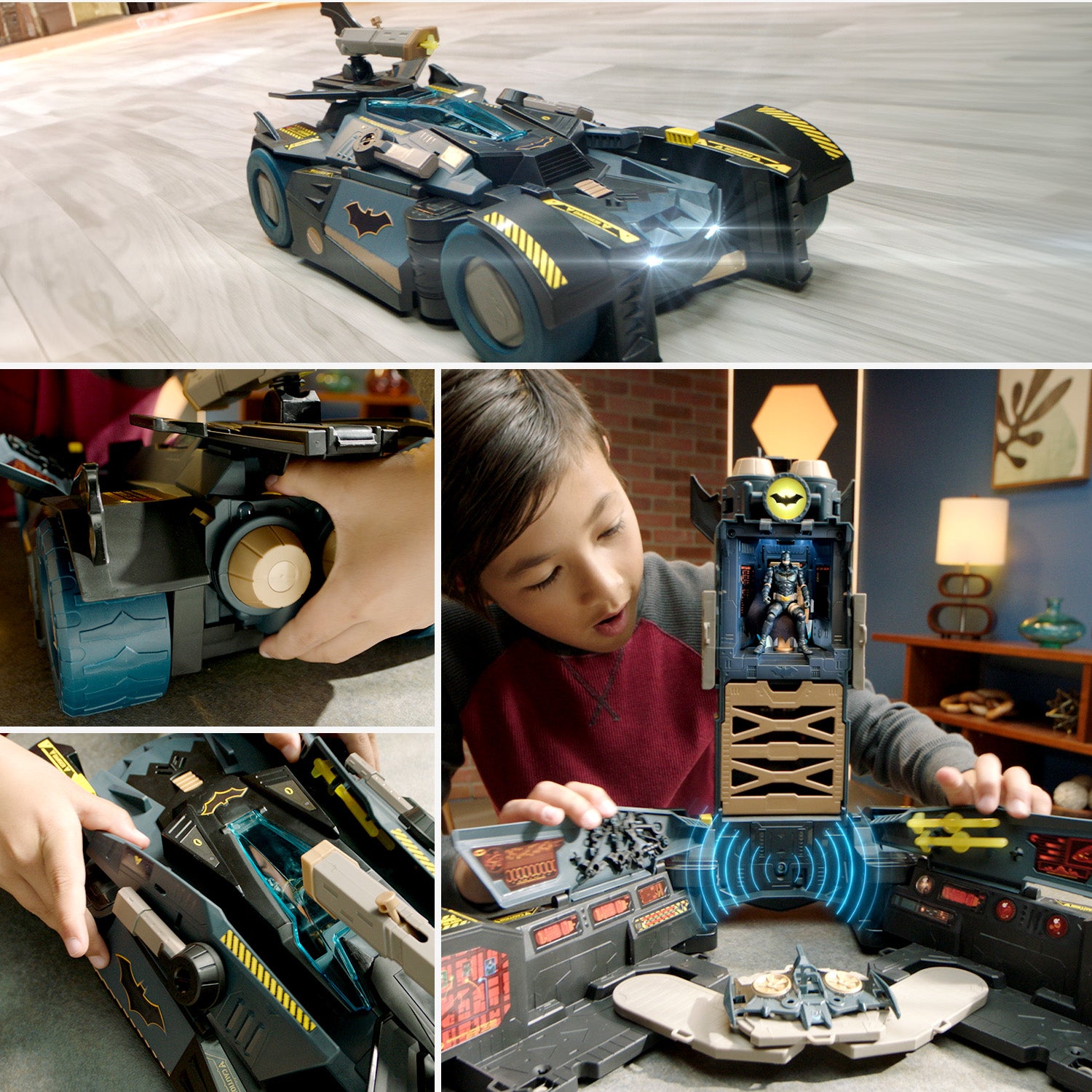Batman, Ultimate Transforming Batmobile Playset, 2-in-1 Playset with Exclusive Figure and Glider, Lights, Sounds, Kids Toys for Boys and Girls 4 and Up
