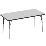 30" x 60" Rectangle Thermofused Activity Table with Adjustable Standard Swivel Glide Legs - Gray/Black