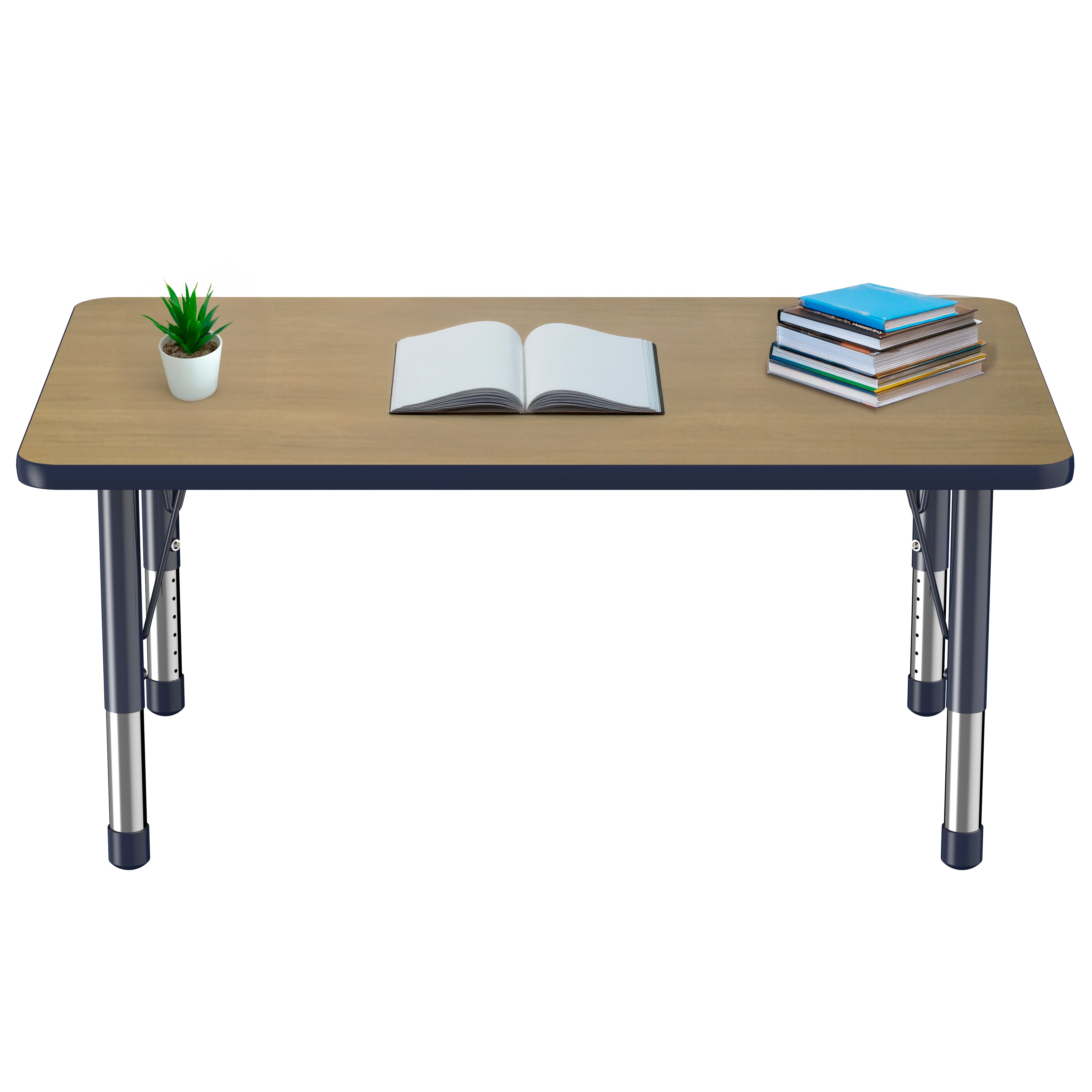 30" x 48" Rectangle T-Molding Activity Table with Adjustable Chunky Legs - Pasadena Oak/Navy