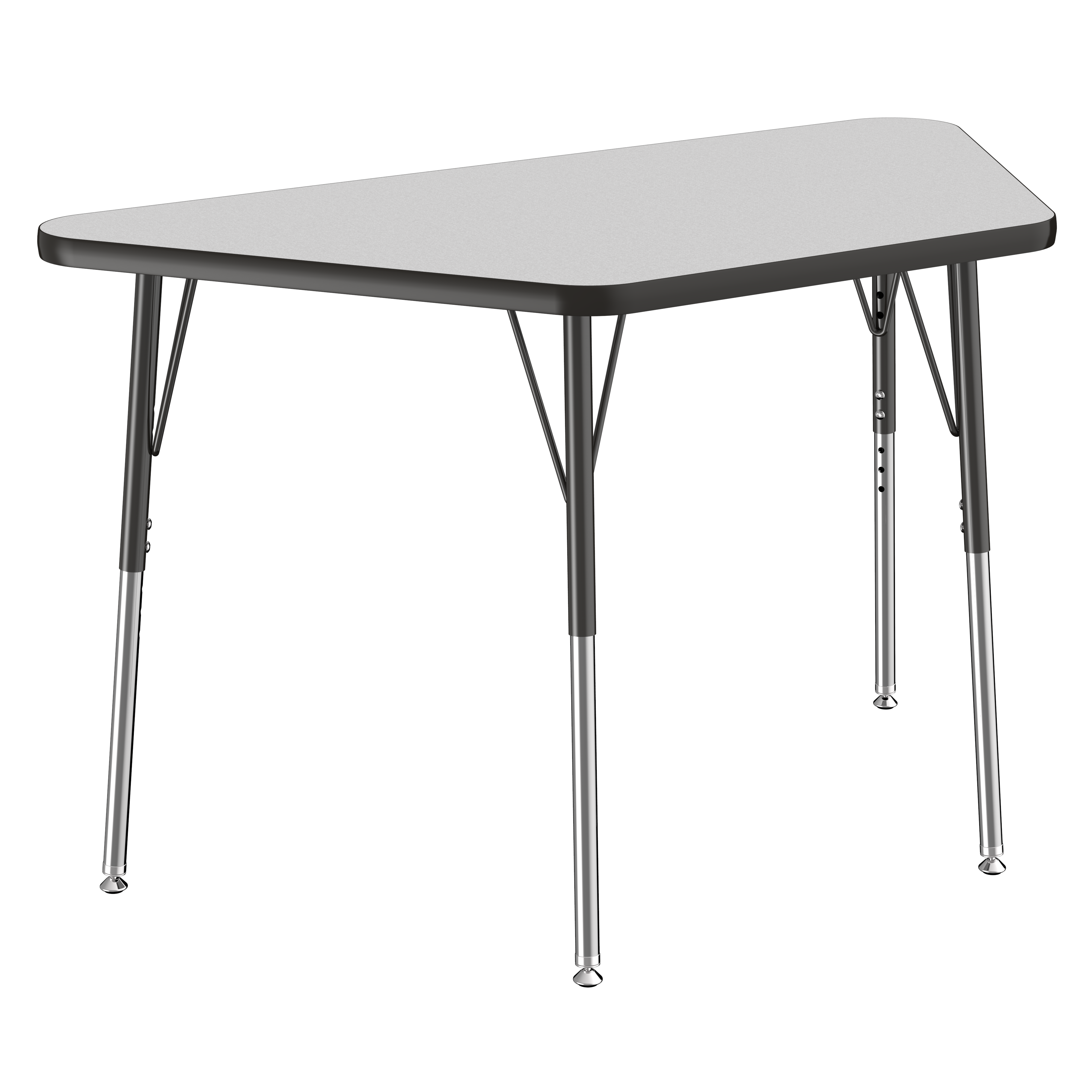 24" x 48" Trapezoid T-Molding Activity Table with Adjustable Standard Swivel Glide Legs - Gray/Black