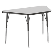 24" x 48" Trapezoid T-Molding Activity Table with Adjustable Standard Swivel Glide Legs - Gray/Black