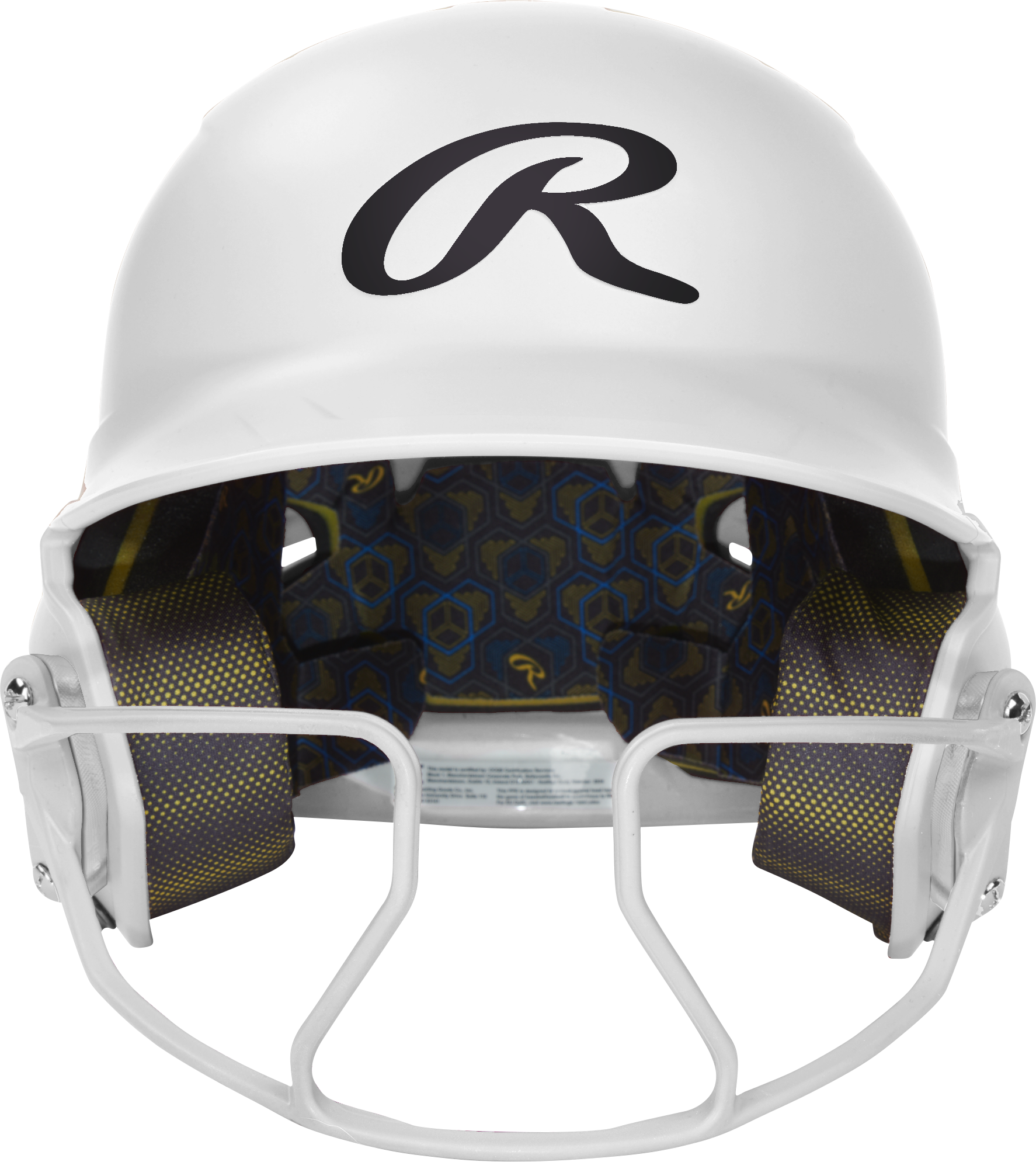 Rawlings Mach Hi-Viz Senior Matte Batting Helmet With Hi-Viz Face Guard - White