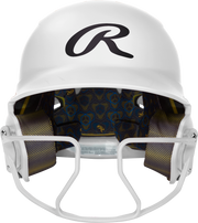 Rawlings Mach Hi-Viz Senior Matte Batting Helmet With Hi-Viz Face Guard - White