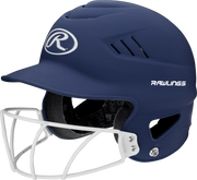 Rawlings Coolflo Highlighter Osfm Batting Helmet With Softball Face Guard - Navy