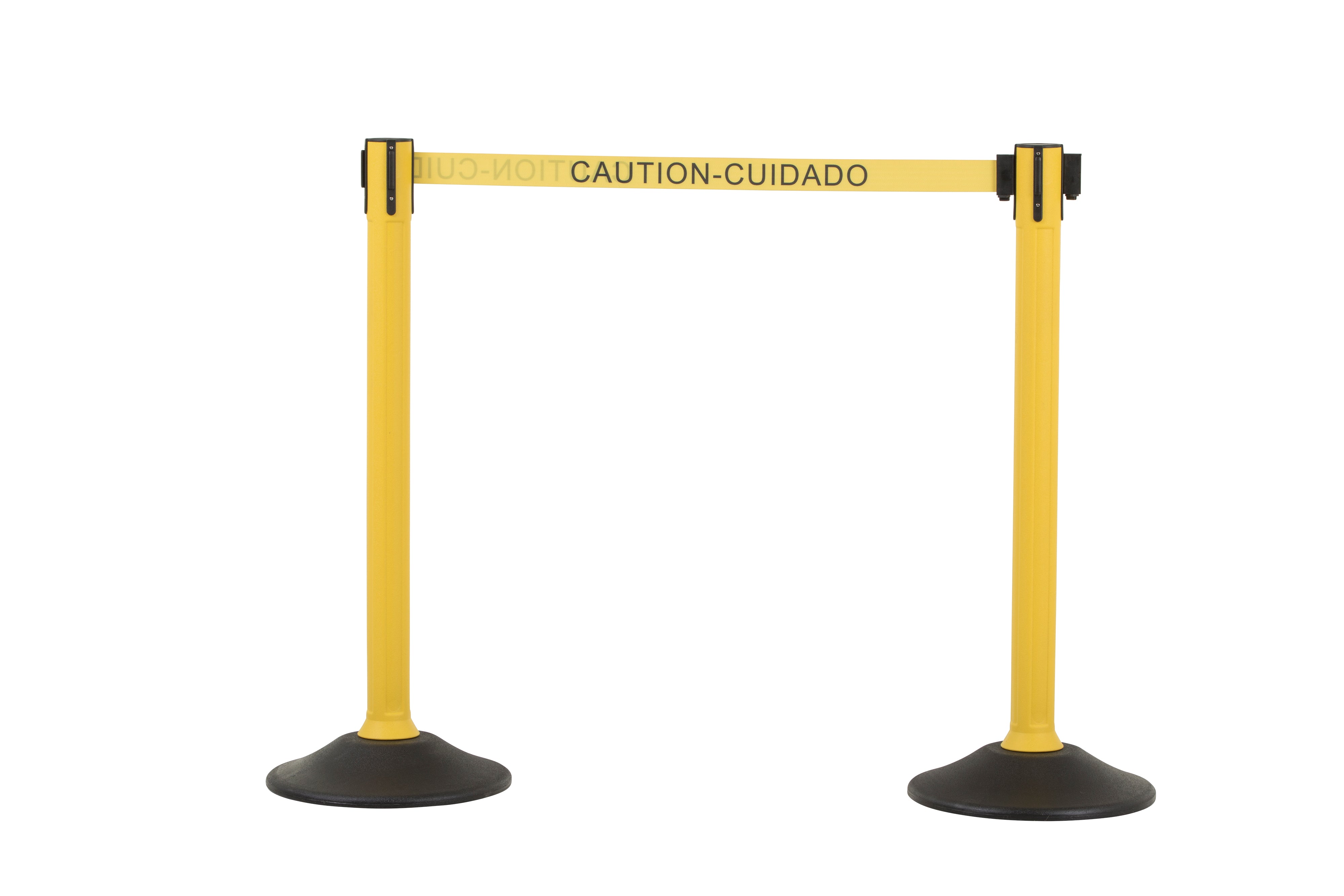 Yellow post and 6.5' English/Spanish ‐ Caution/Cuidada Belt ‐  2 pack