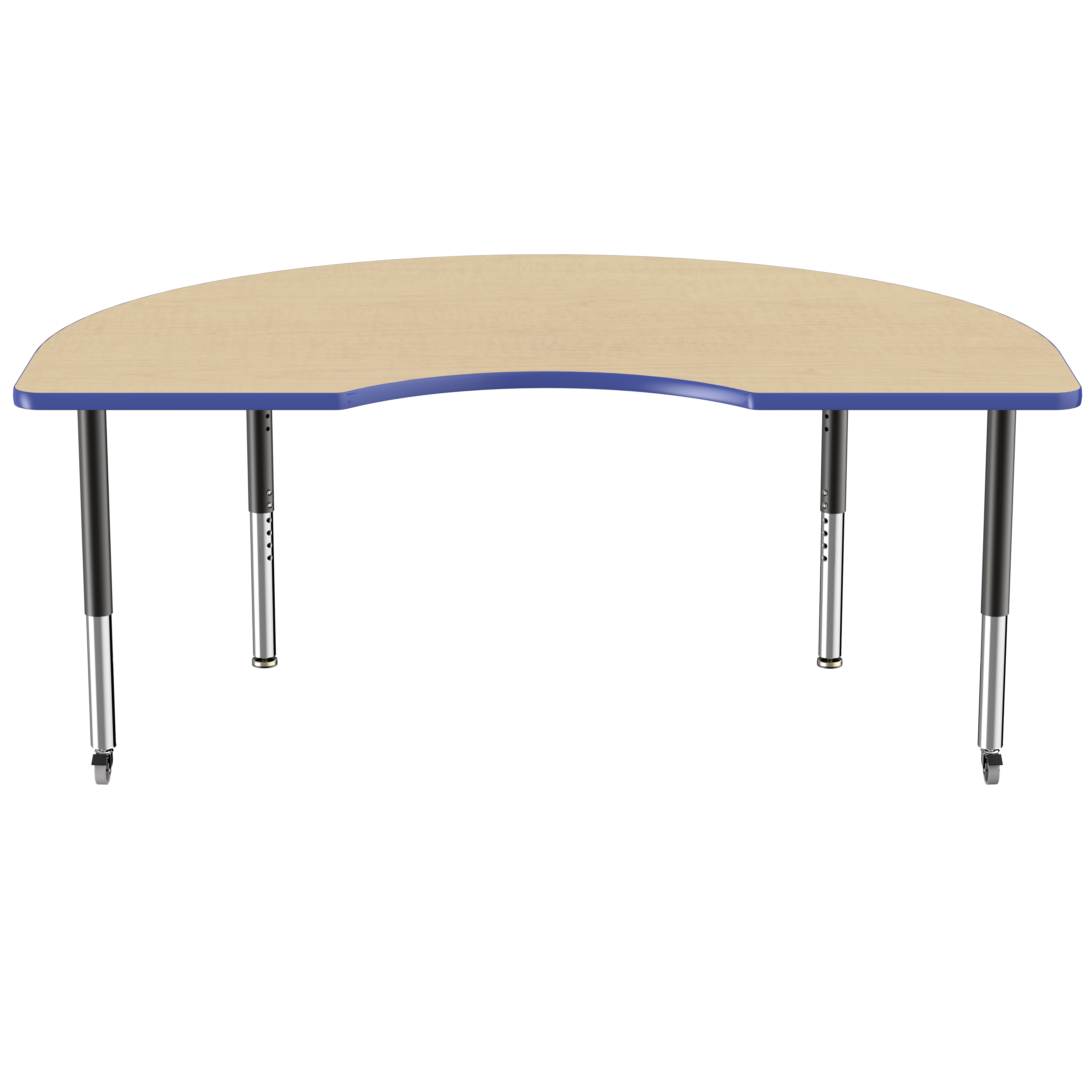 48" x 72" Kidney T-Molding Activity Table with Adjustable Super Legs - Maple/Blue/Black