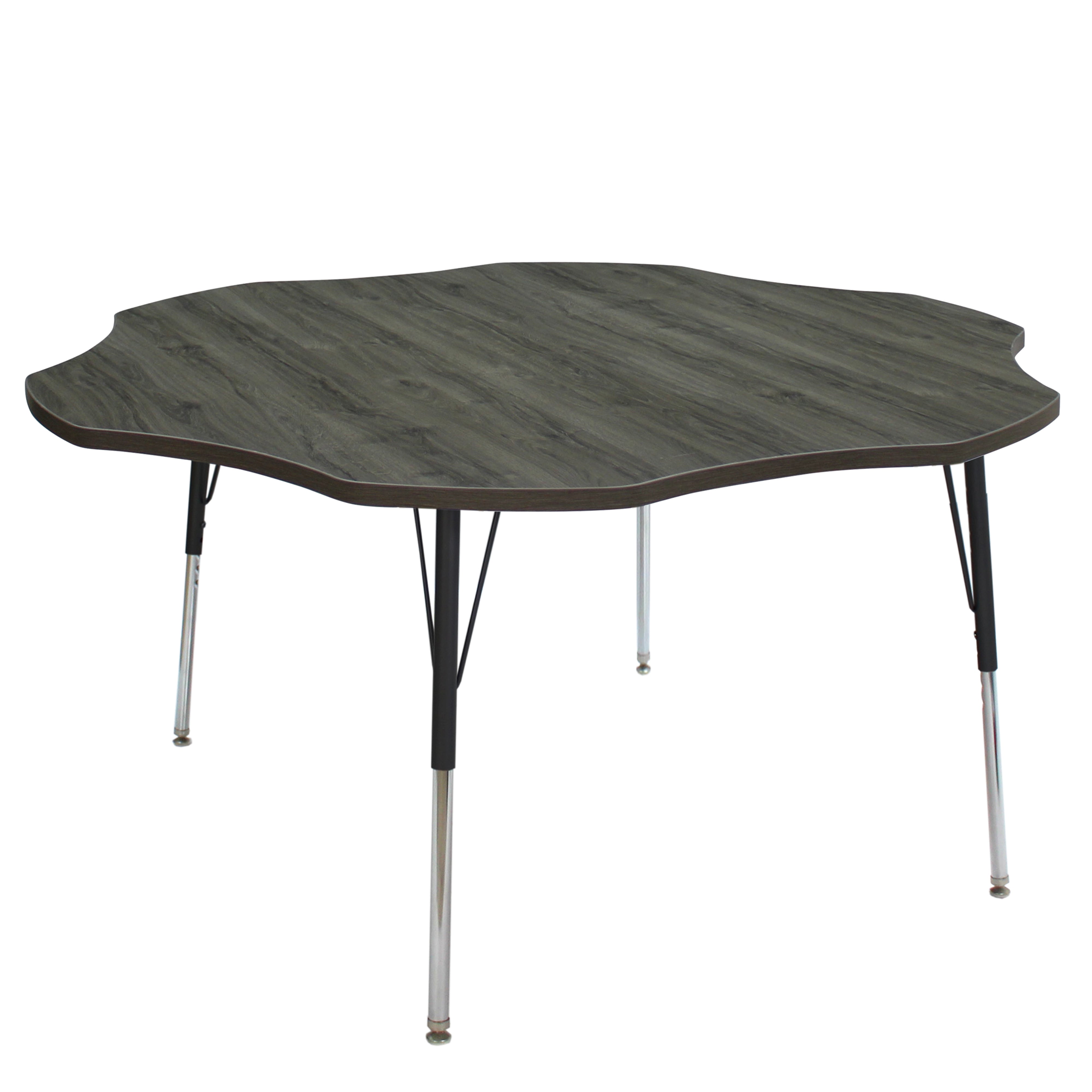 60" Flower La Madera Activity Table with Standard Legs - Gray Wood/Black