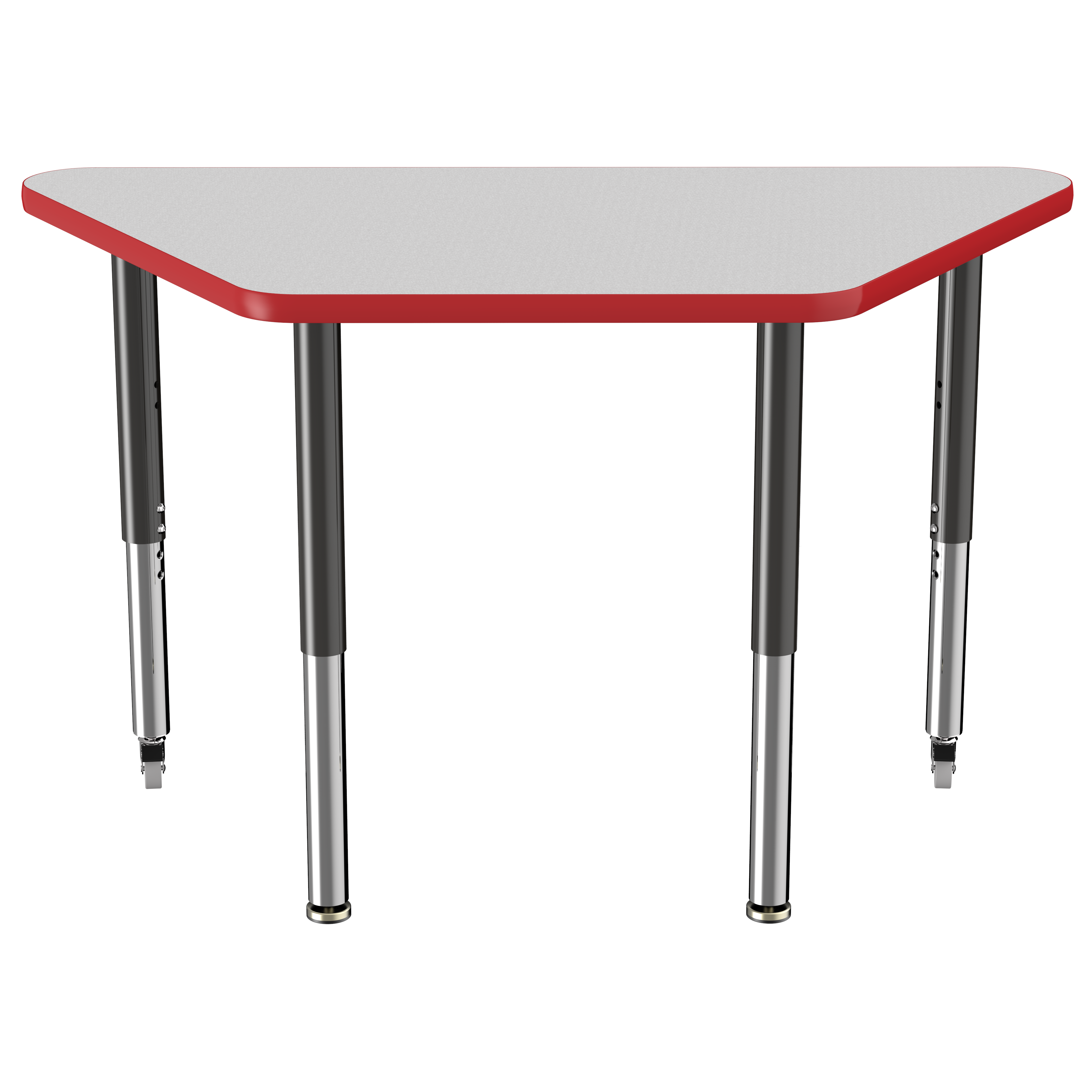 24" x 48" Trapezoid T-Molding Activity Table with Adjustable Super Legs - Gray/Red/Black