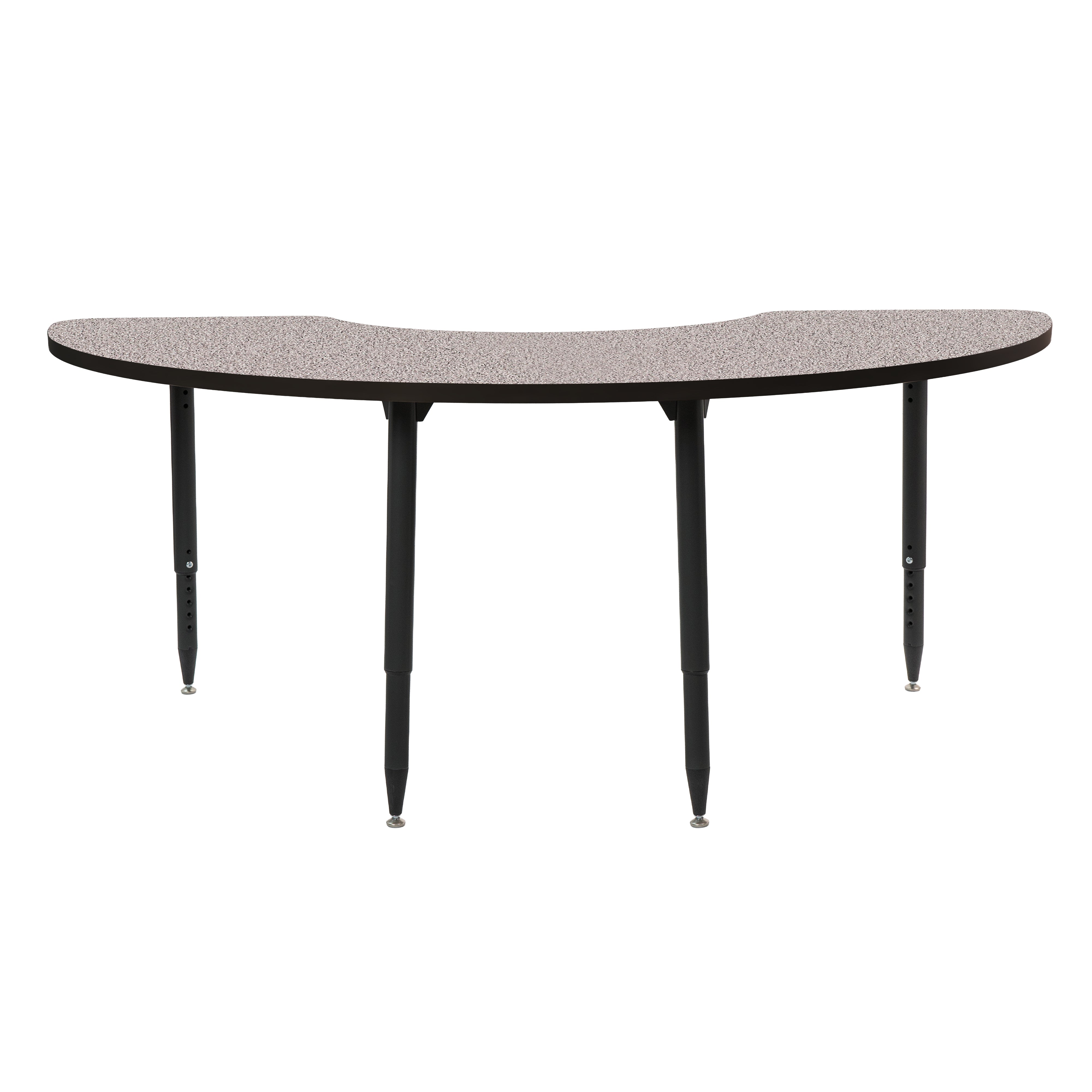 Adapte 36" x 72" Half Moon Thermofused Activity Table with Adjustable Tapered Legs - Gray/Black