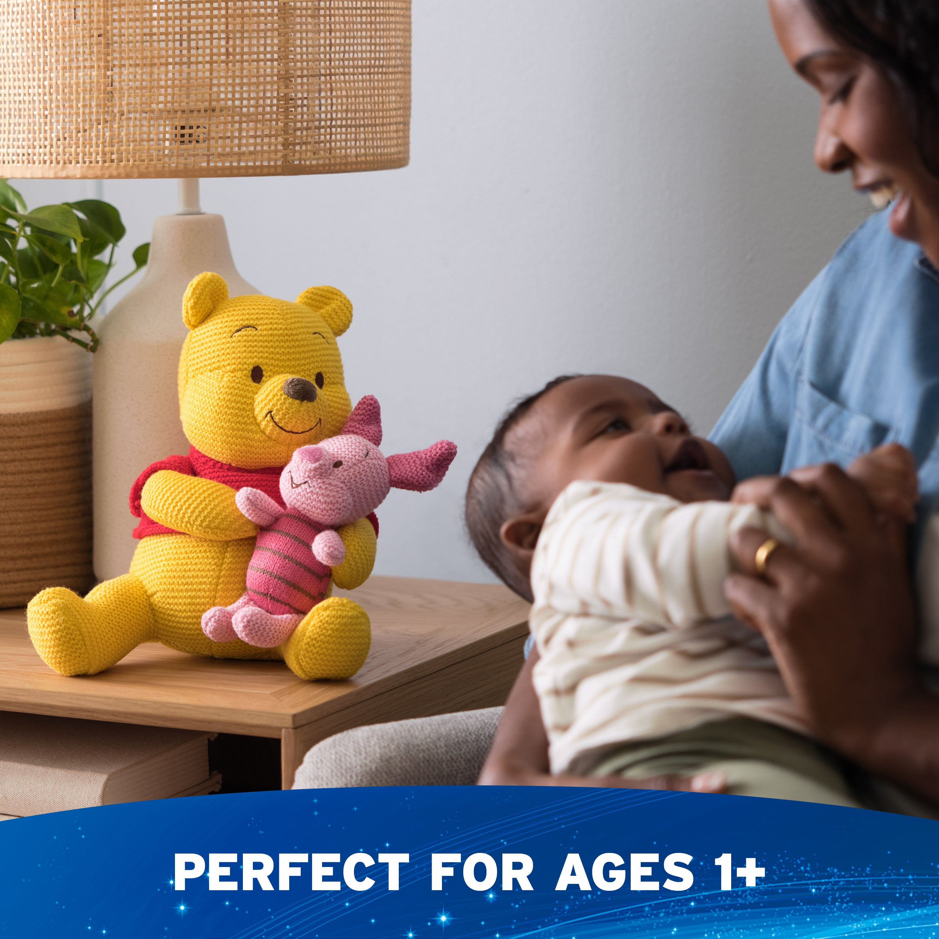 GUND Disney Official Pooh and Piglet Knit Plush, Winnie the Pooh, Stuffed Animal for Ages 1 and Up, Yellow/Pink, 10”