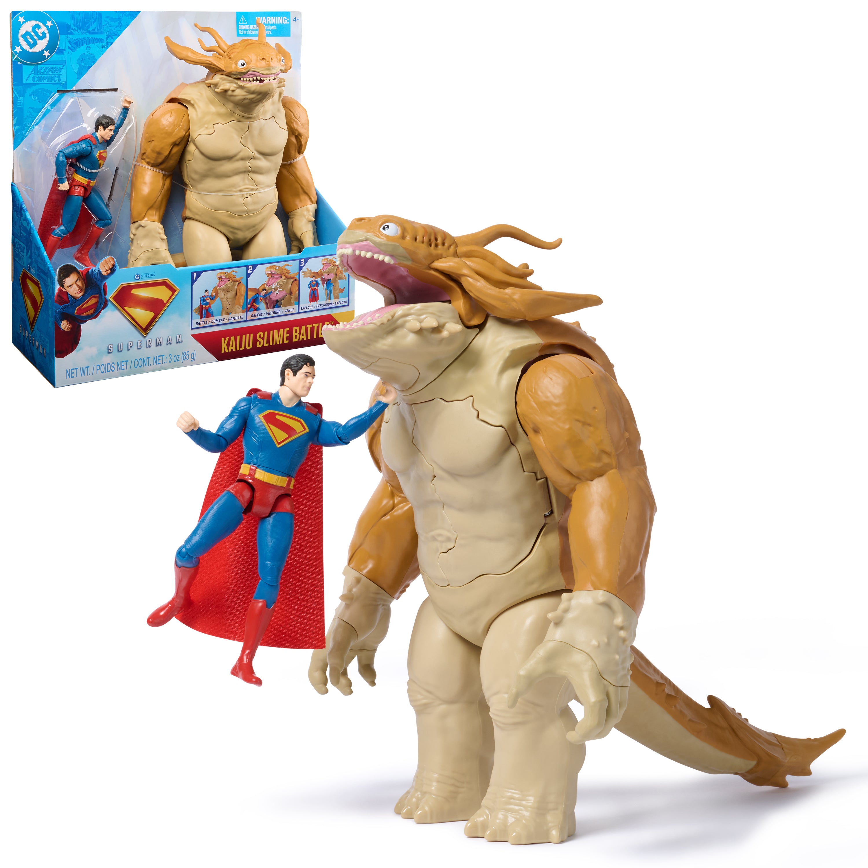 DC Comics, SUPERMAN, Superman Vs. Kaiju Slime Battle, Action Figure with Giant Kids Playset, Super Heroes Toys for Boys and Girls Ages 4 and Up