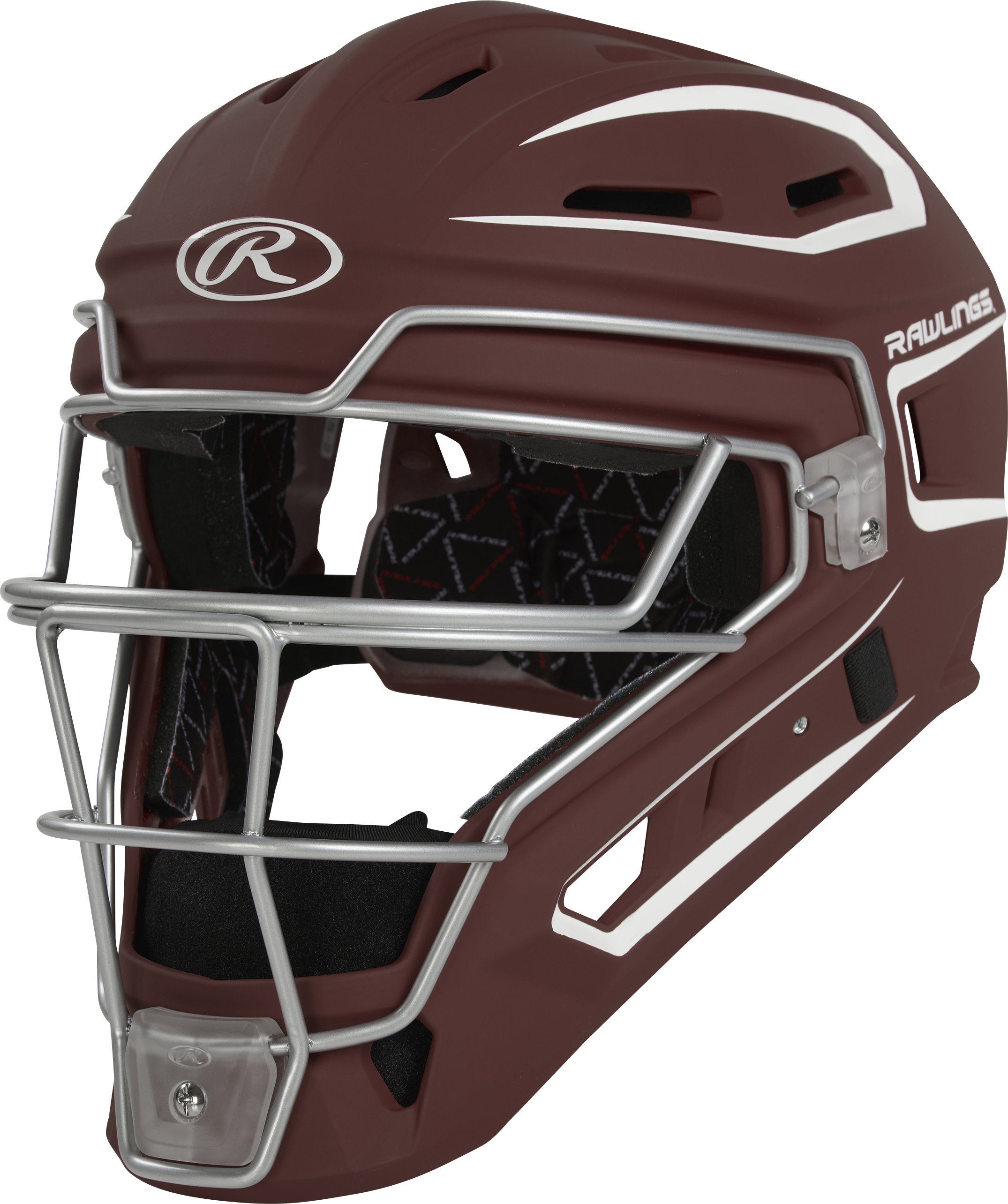 Rawlings Velo 2.0 Matte Senior Catchers Helmet - Cardinal/White