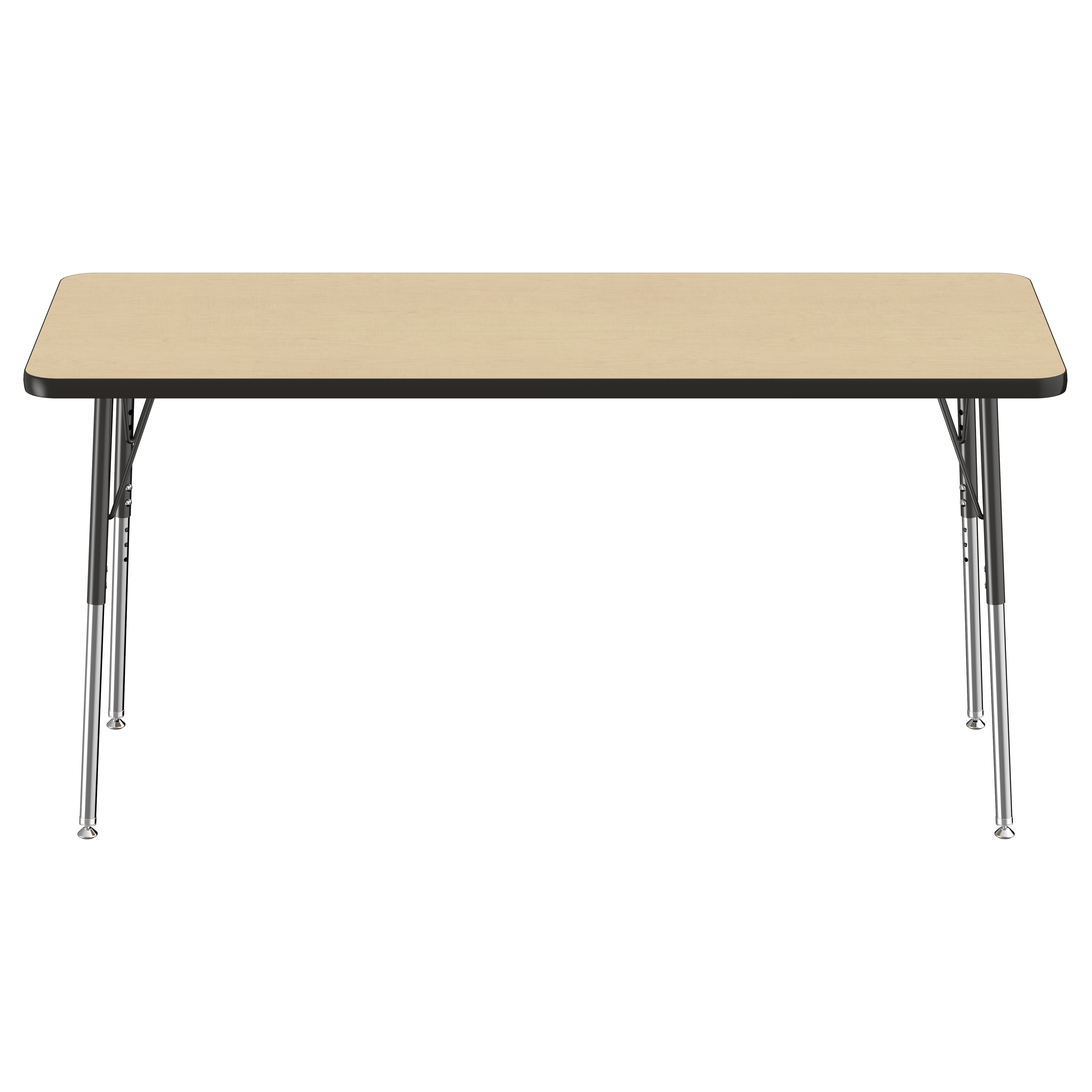 24" x 60" Rectangle T-Molding Activity Table with Adjustable Standard Swivel Glide Legs - Maple/Black