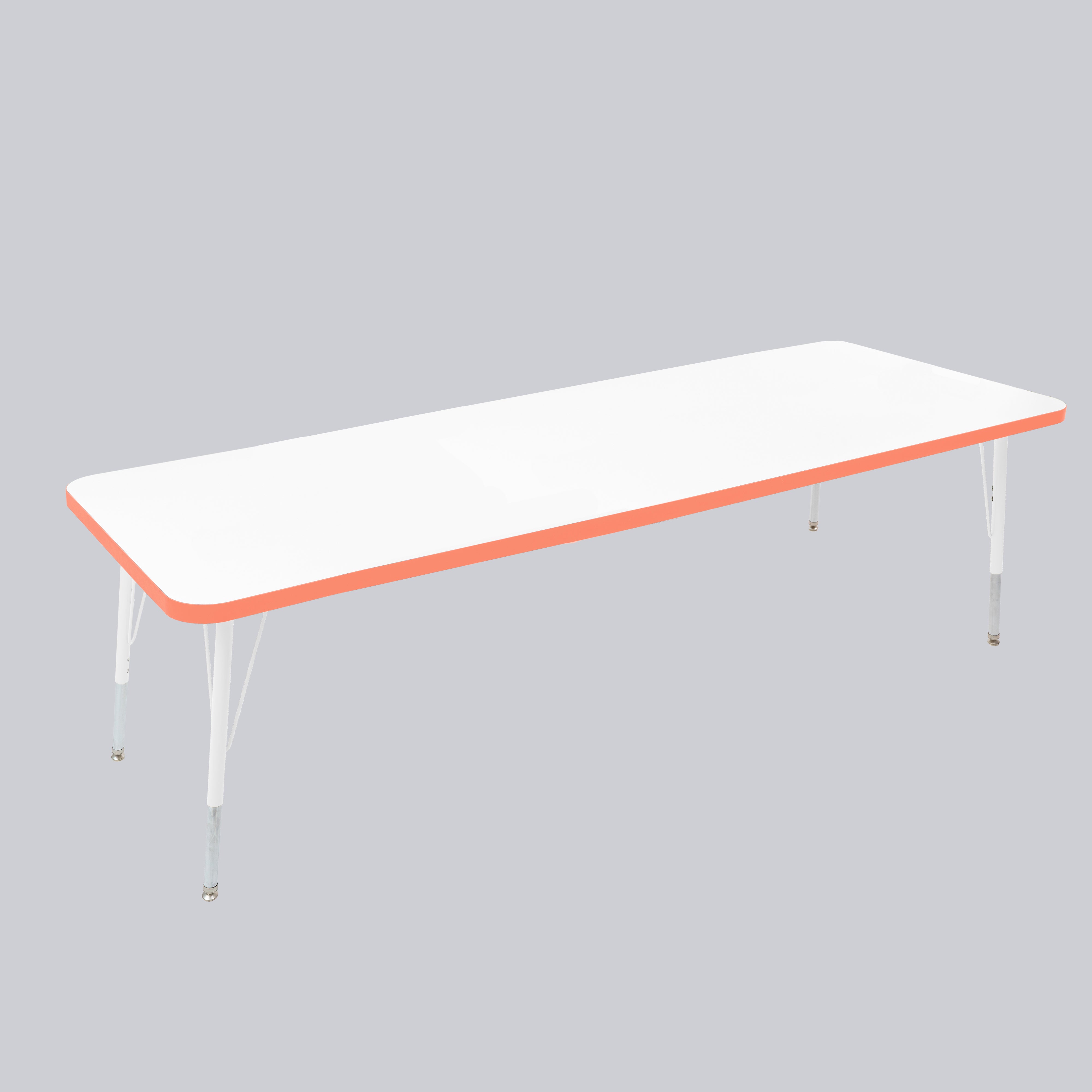 30" x 72" Rectangle Thermofused Activity Table with Adjustable Standard Swivel Glide Legs - White/Tangerine/White