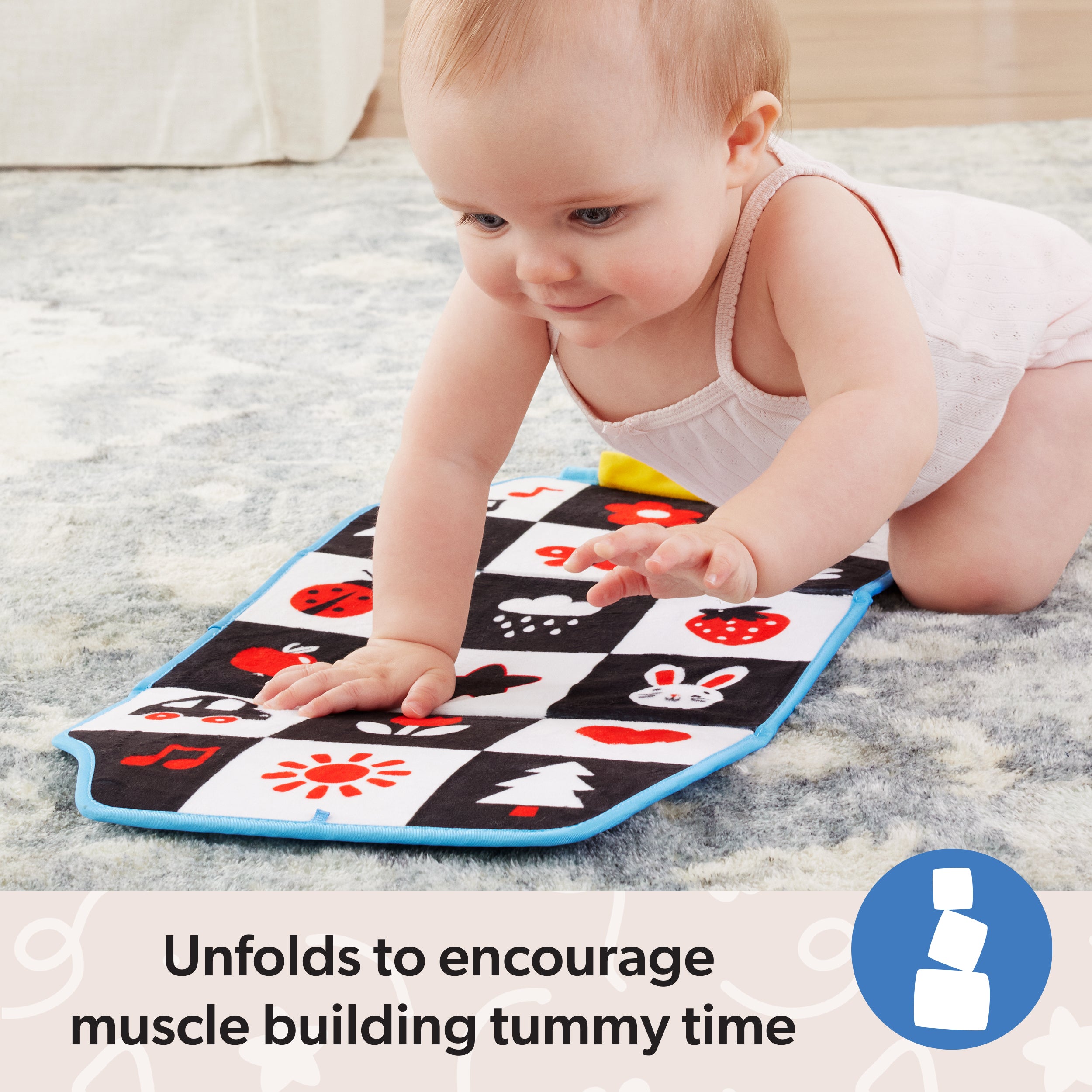 Ms. Rachel Official Tummy Time Activity Bus Folding Play Mat with Baby Mirror & Sensory Toys for Interactive Play Baby Learning Toys for Boys & Girls Ages 0-1+