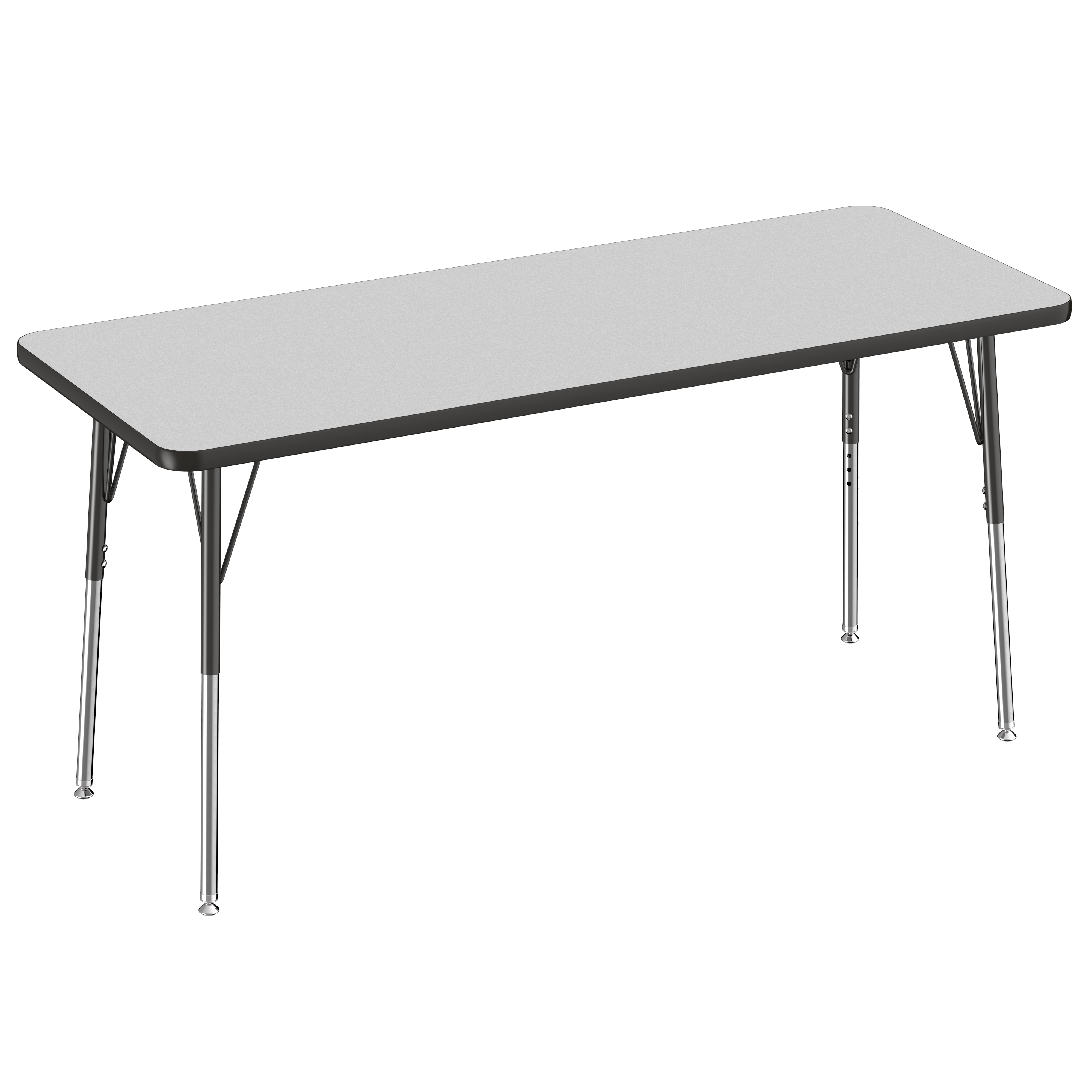 24" x 60" Rectangle T-Molding Activity Table with Adjustable Standard Swivel Glide Legs - Gray/Black