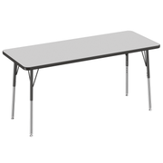 24" x 60" Rectangle T-Molding Activity Table with Adjustable Standard Swivel Glide Legs - Gray/Black