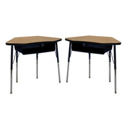 24" x 36" Petal Book Box Desk with Adjustable Standard Swivel Glide Legs, 2-Piece - Pasadena Oak/Black