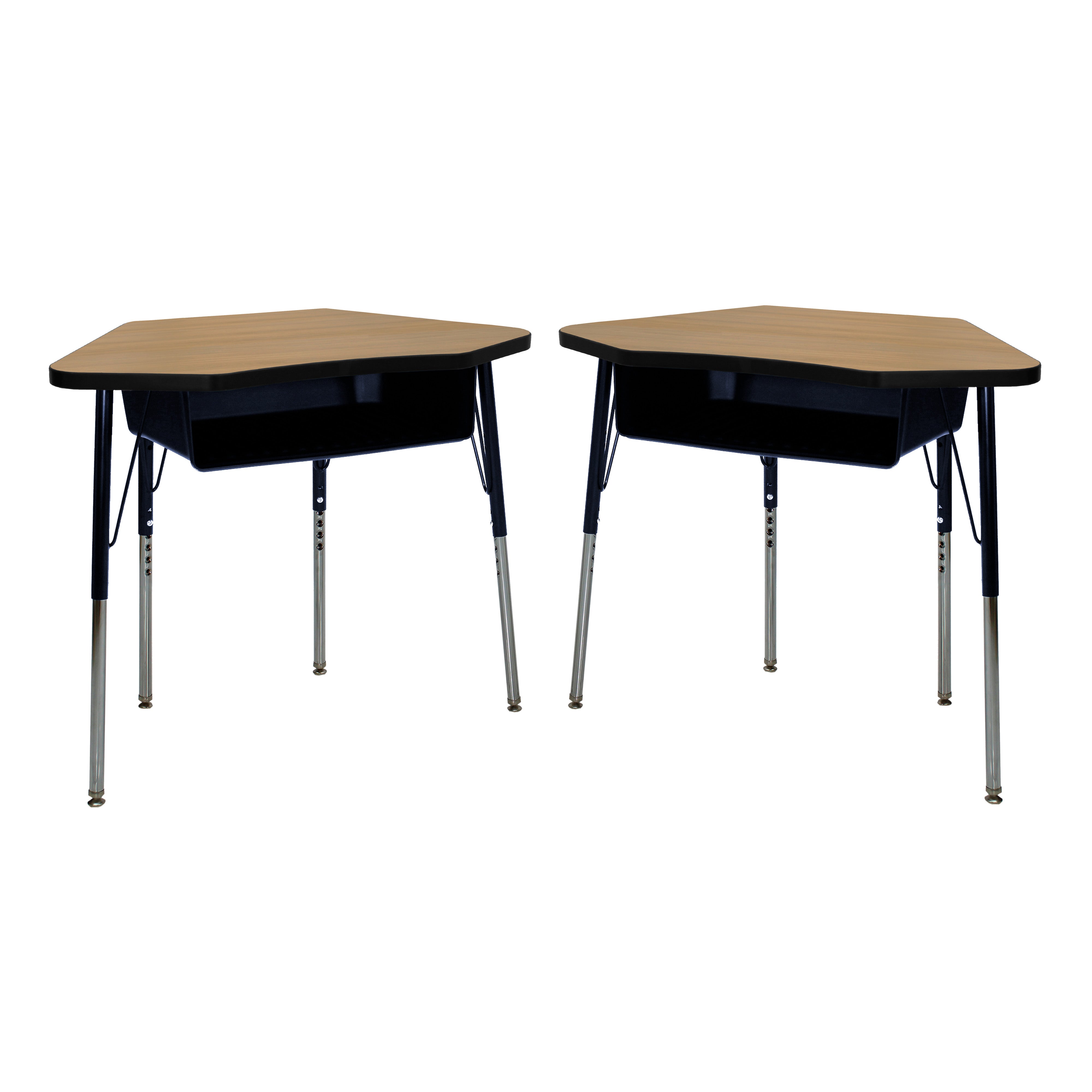 24" x 36" Petal Book Box Desk with Adjustable Standard Swivel Glide Legs, 2-Piece - Pasadena Oak/Black