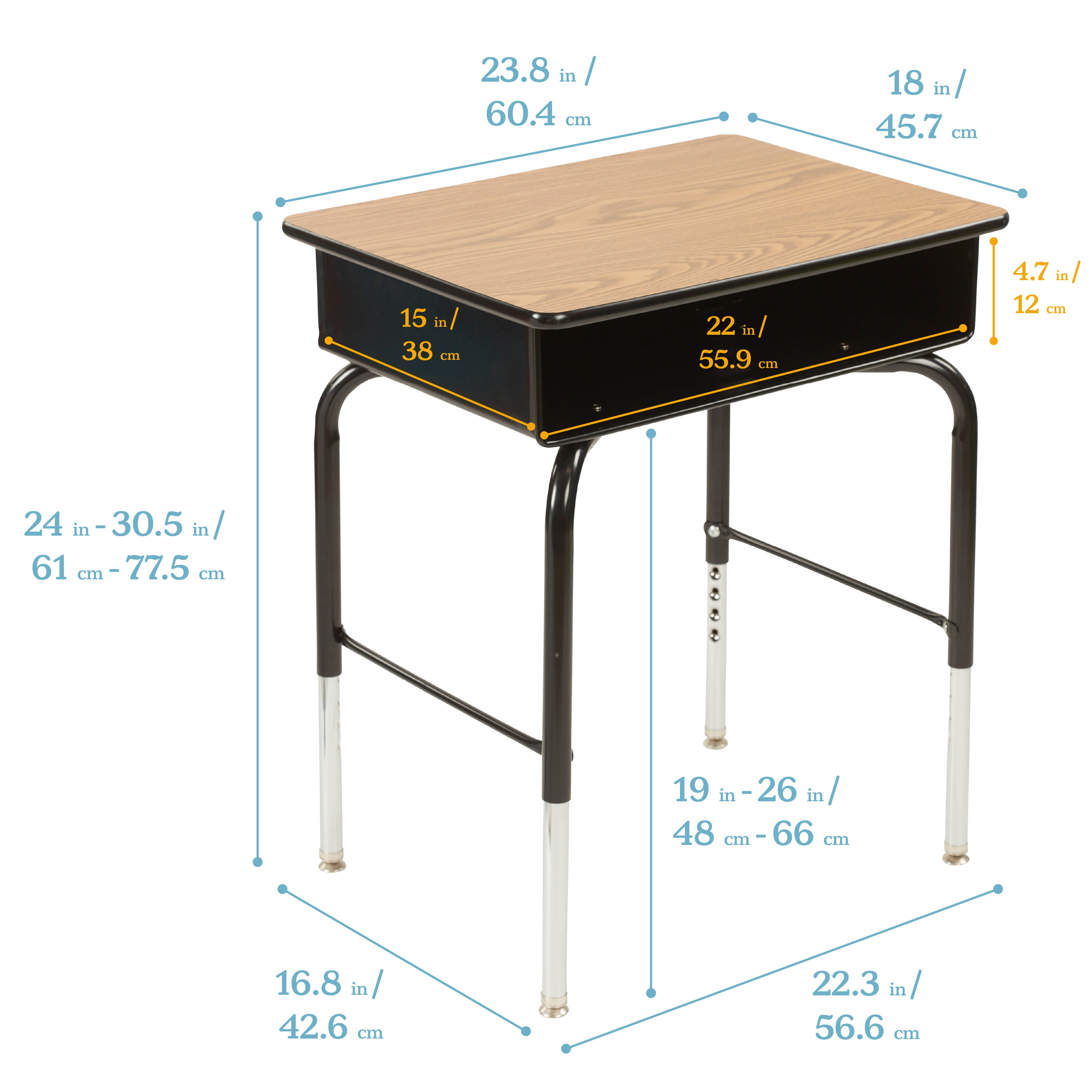 Open Front Desk with Metal Book Box Ready-to-Assemble - Oak