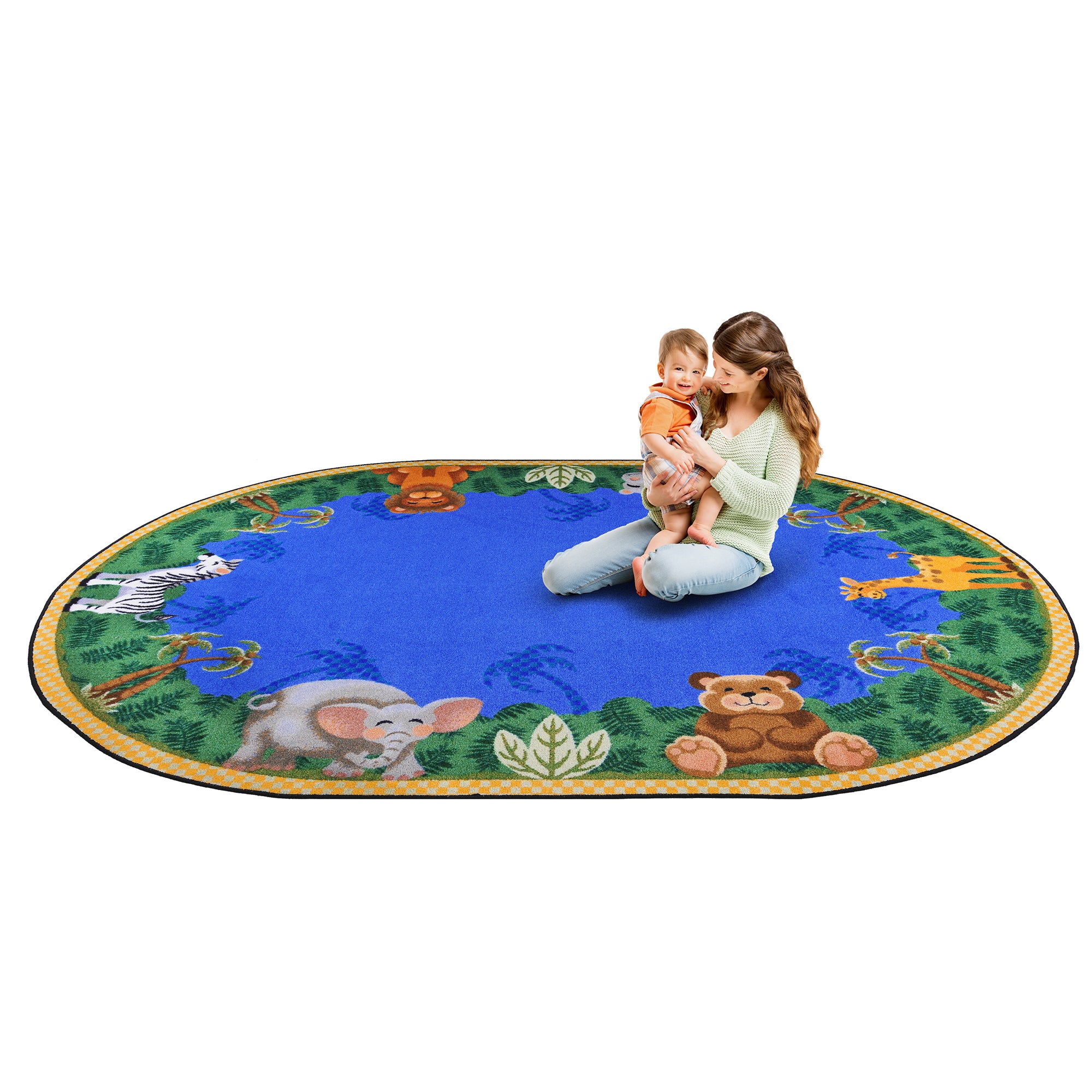 Jungle Friends 10'9" x 13'2" Oval area rug in color Multi
