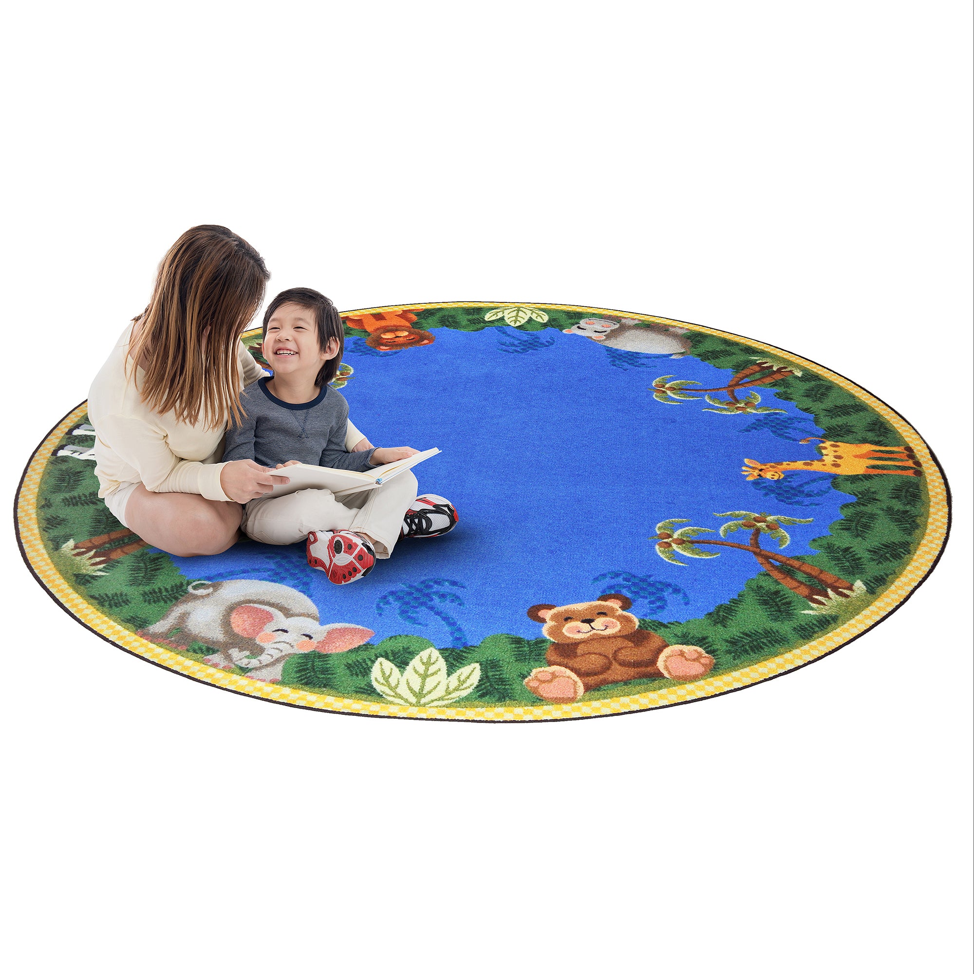 Jungle Friends 7'7" Round area rug in color Multi
