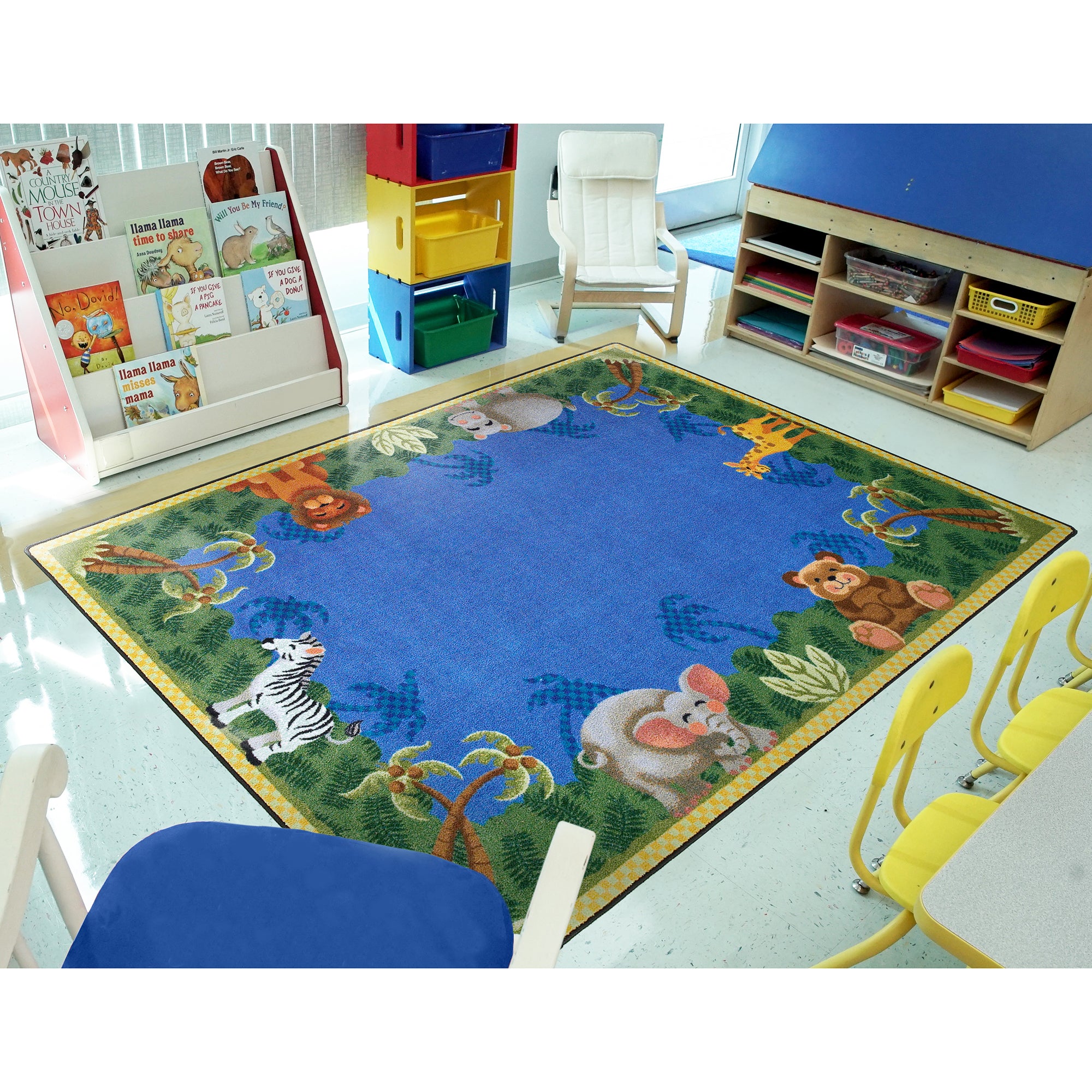 Jungle Friends 7'8" x 10'9" area rug in color Multi