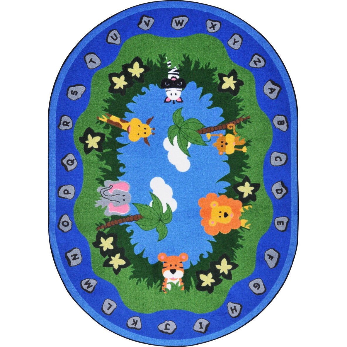 Jungle Peeps 7'8" x 10'9" Oval area rug in color Multi