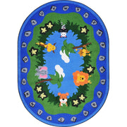 Jungle Peeps 7'8" x 10'9" Oval area rug in color Multi