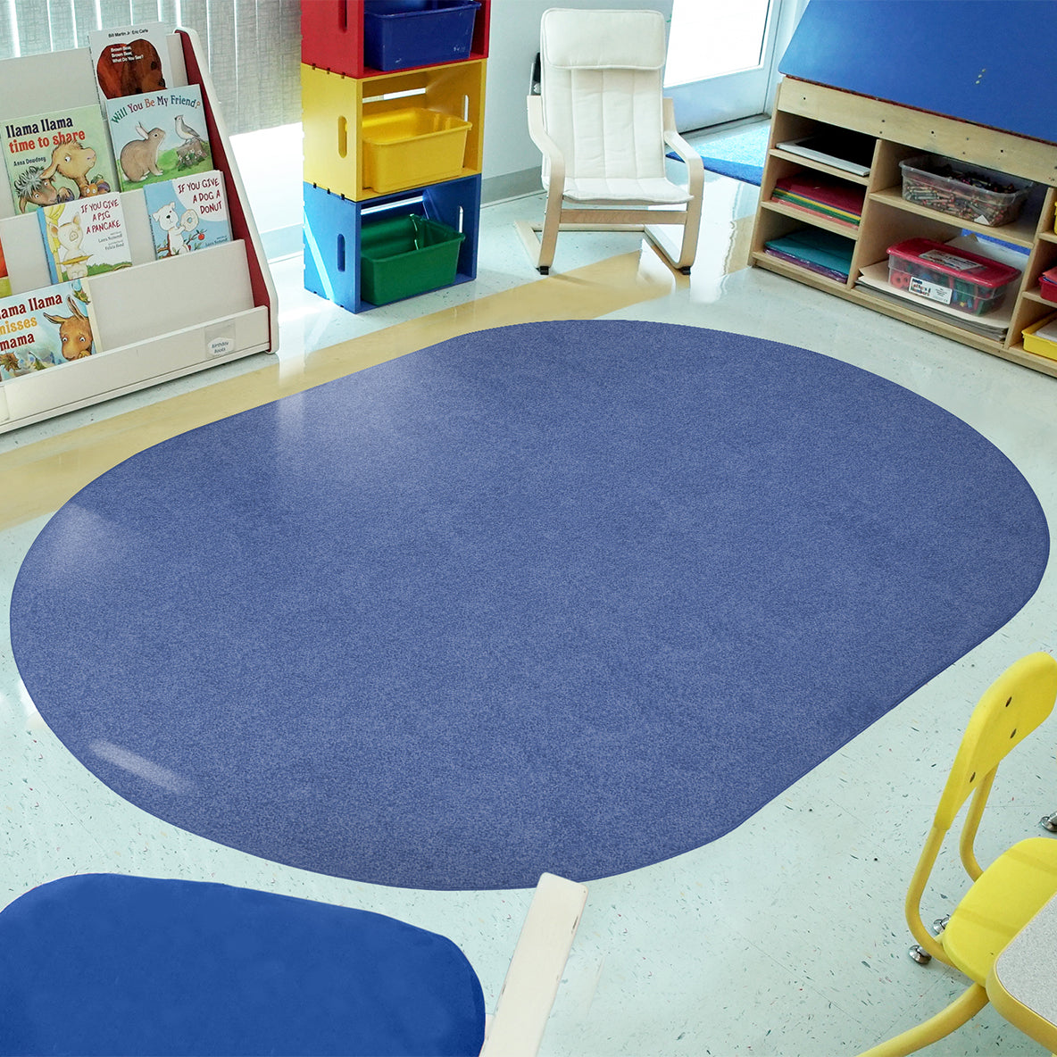 Just Kidding 12' x 7'6" Oval area rug in color Cobalt Blue
