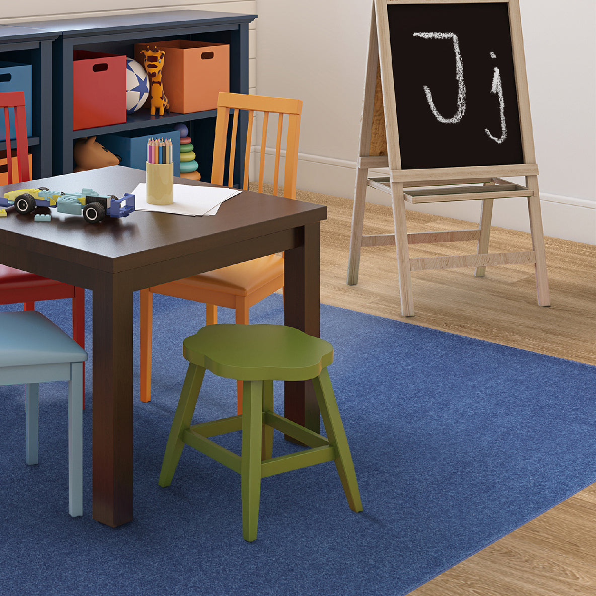 Just Kidding 12' x 12' area rug in color Cobalt Blue