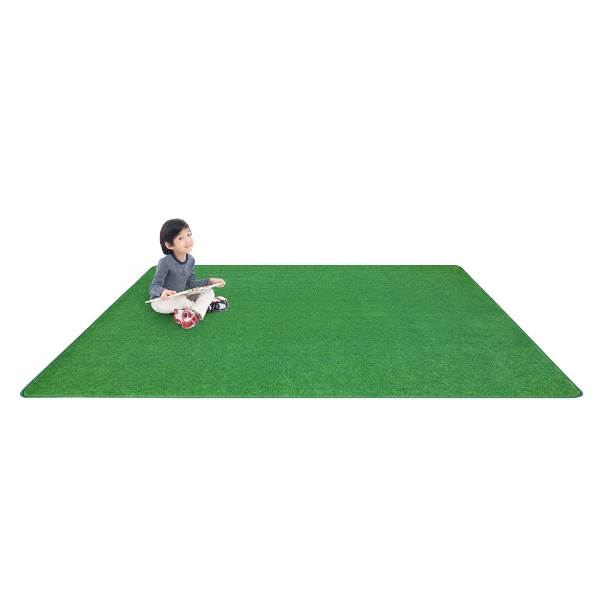 Just Kidding 12' x 18' area rug in color Grass Green