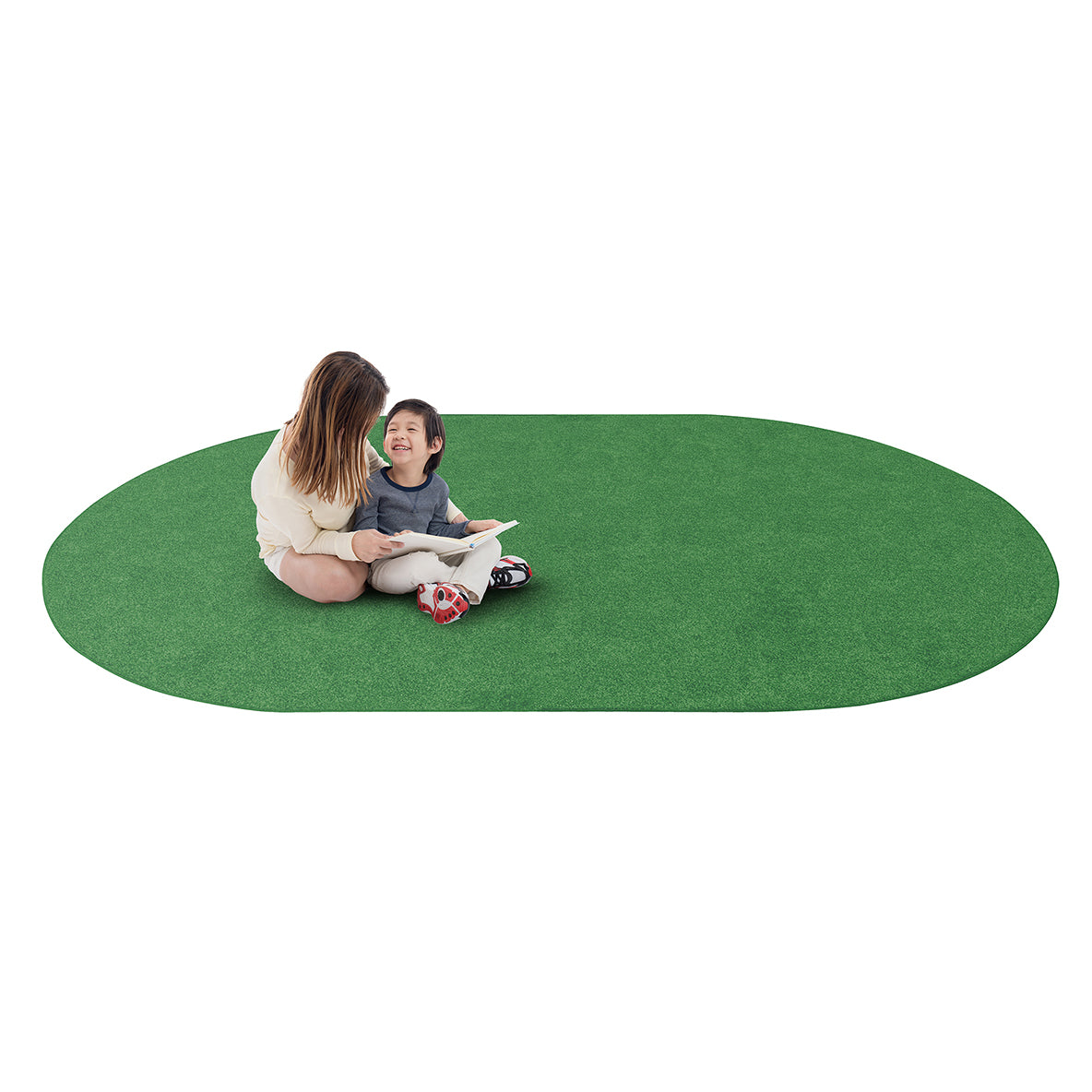 Just Kidding 12' x 7'6" Oval area rug in color Grass Green