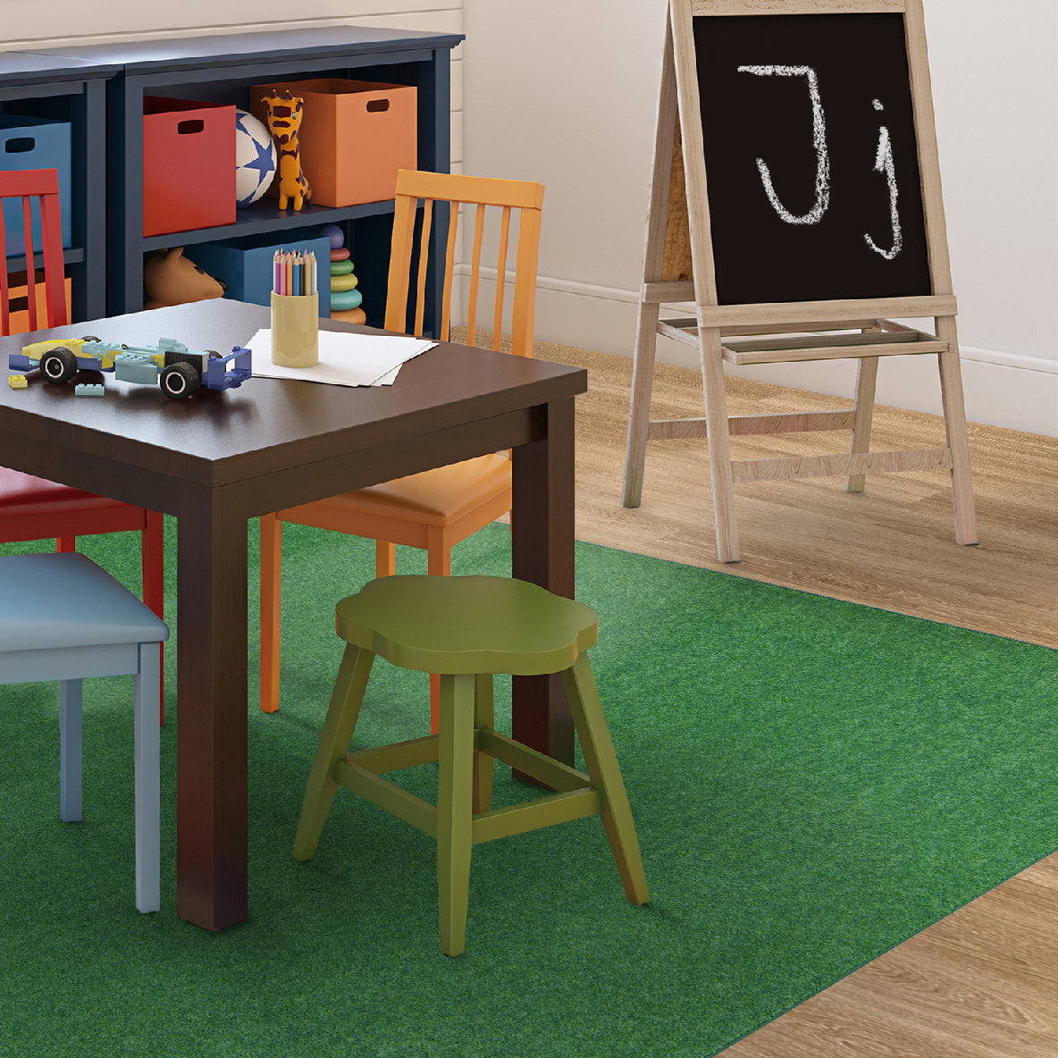 Just Kidding 6' x 6'  area rug in color Grass Green