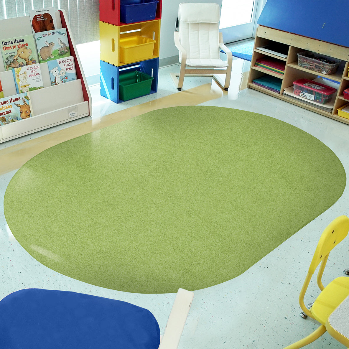 Just Kidding 6' x 9' Oval area rug in color Lime Green