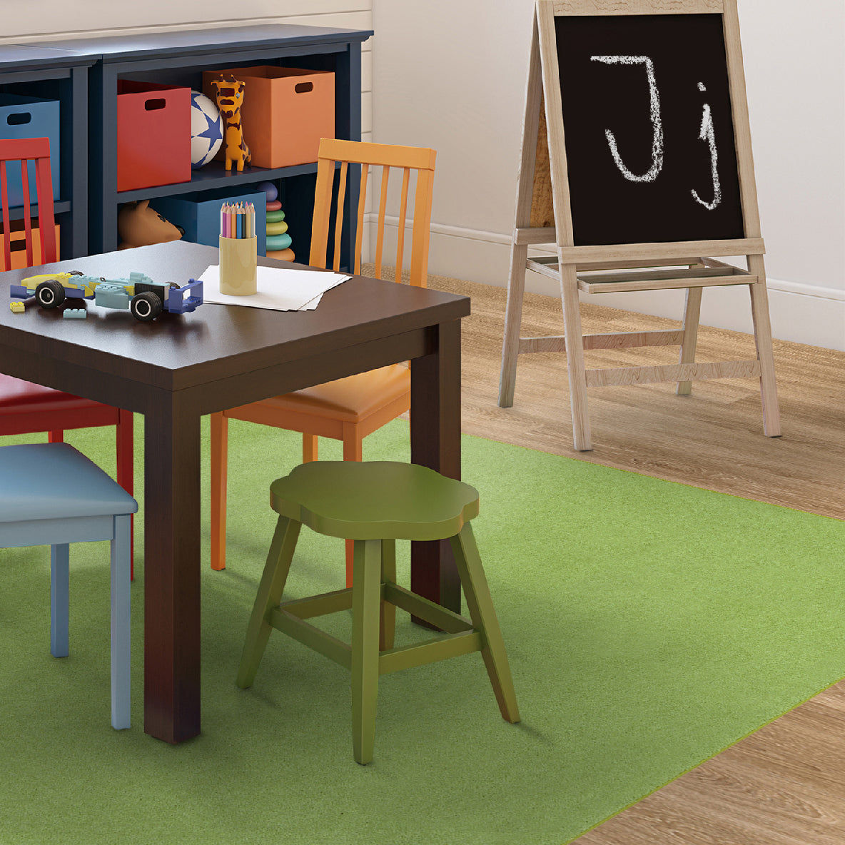Just Kidding 6' x 6'  area rug in color Lime Green