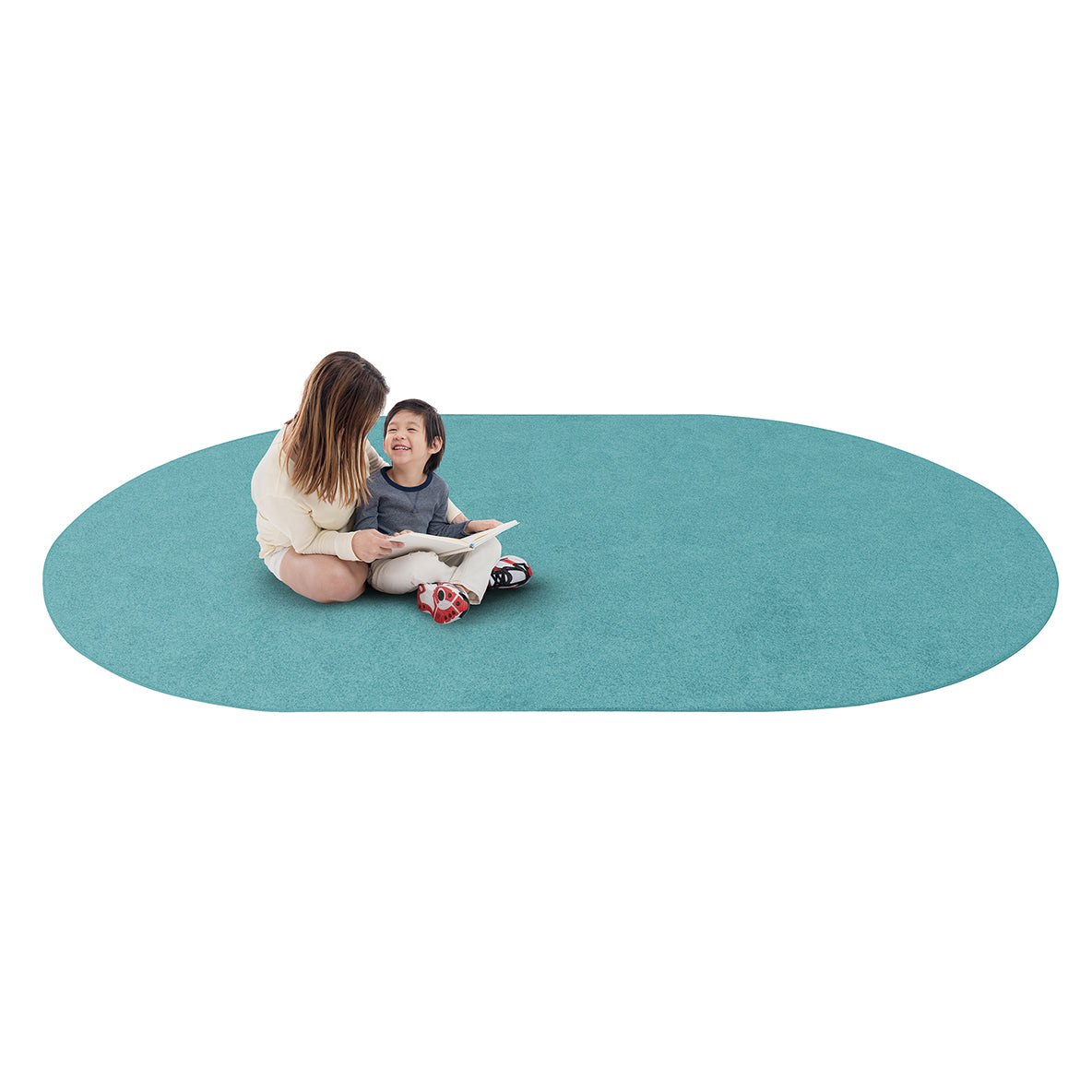 Just Kidding 6' x 9' Oval area rug in color Seafoam