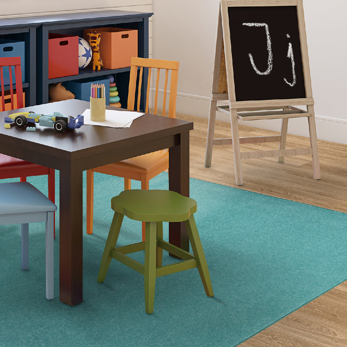 Just Kidding 6' x 6'  area rug in color Seafoam