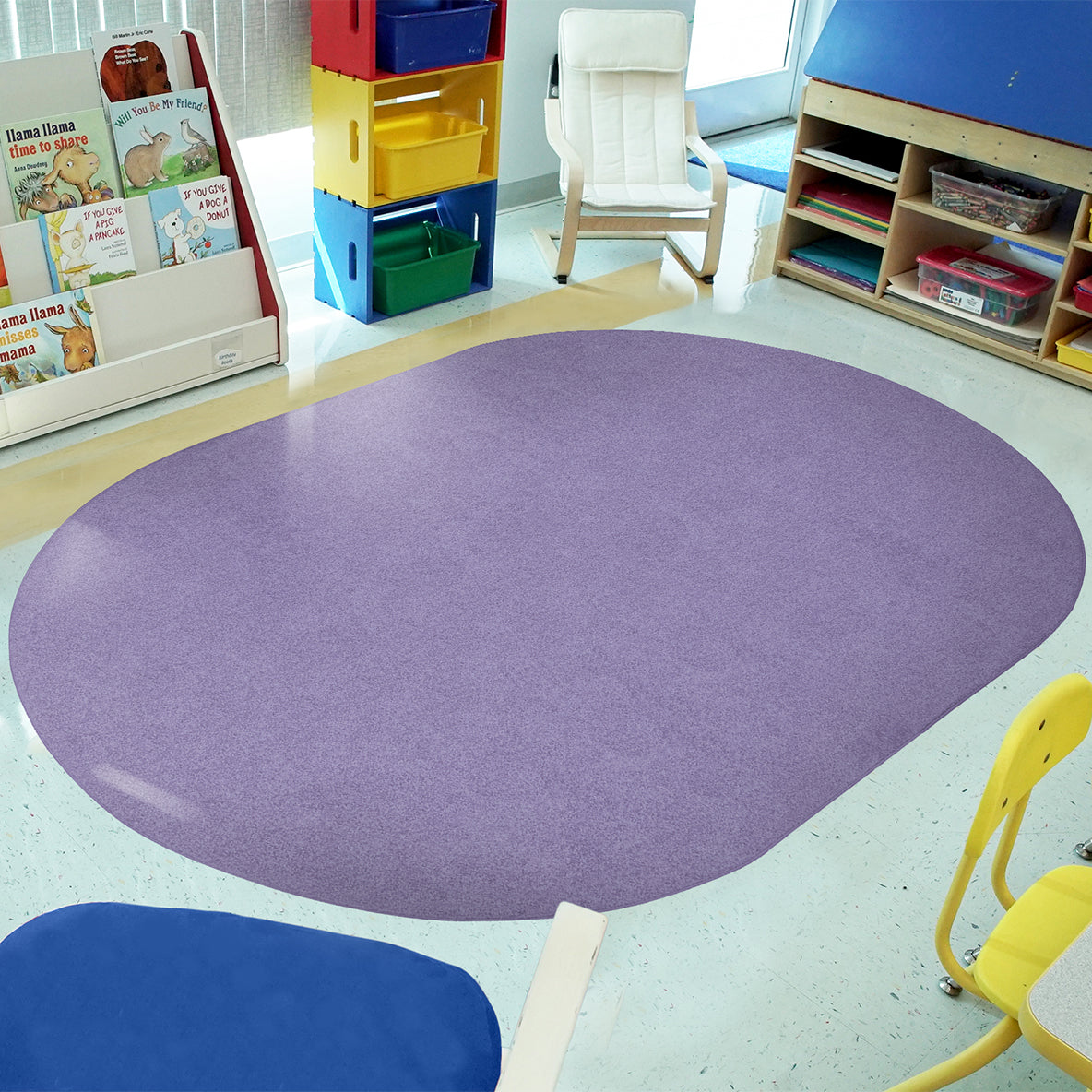 Just Kidding 6' x 9' Oval area rug in color Very Violet