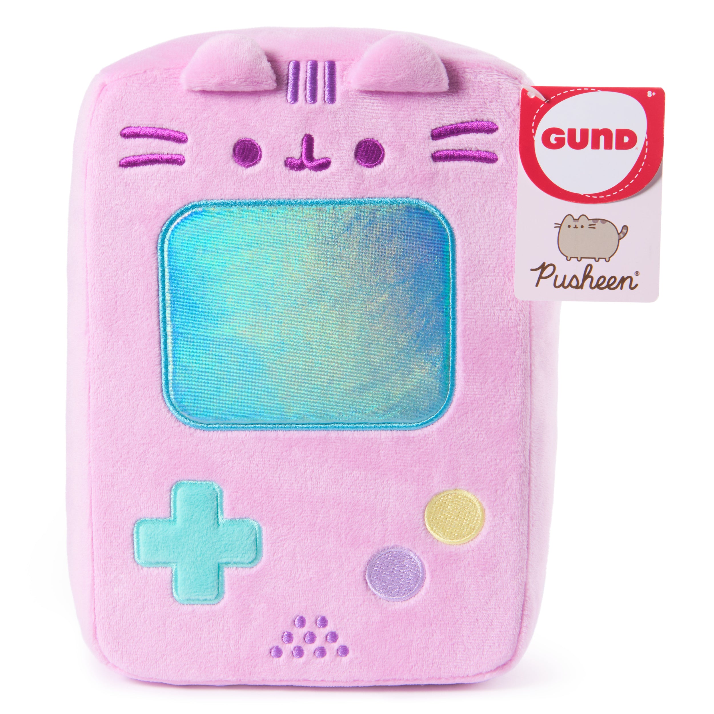 GUND Pusheen Gaming Handheld Console Plush, Squishy Toy, Collectible Plush Toy, Gaming Décor, Stuffed Animal for Ages 8 and Up, Purple, 9.5”