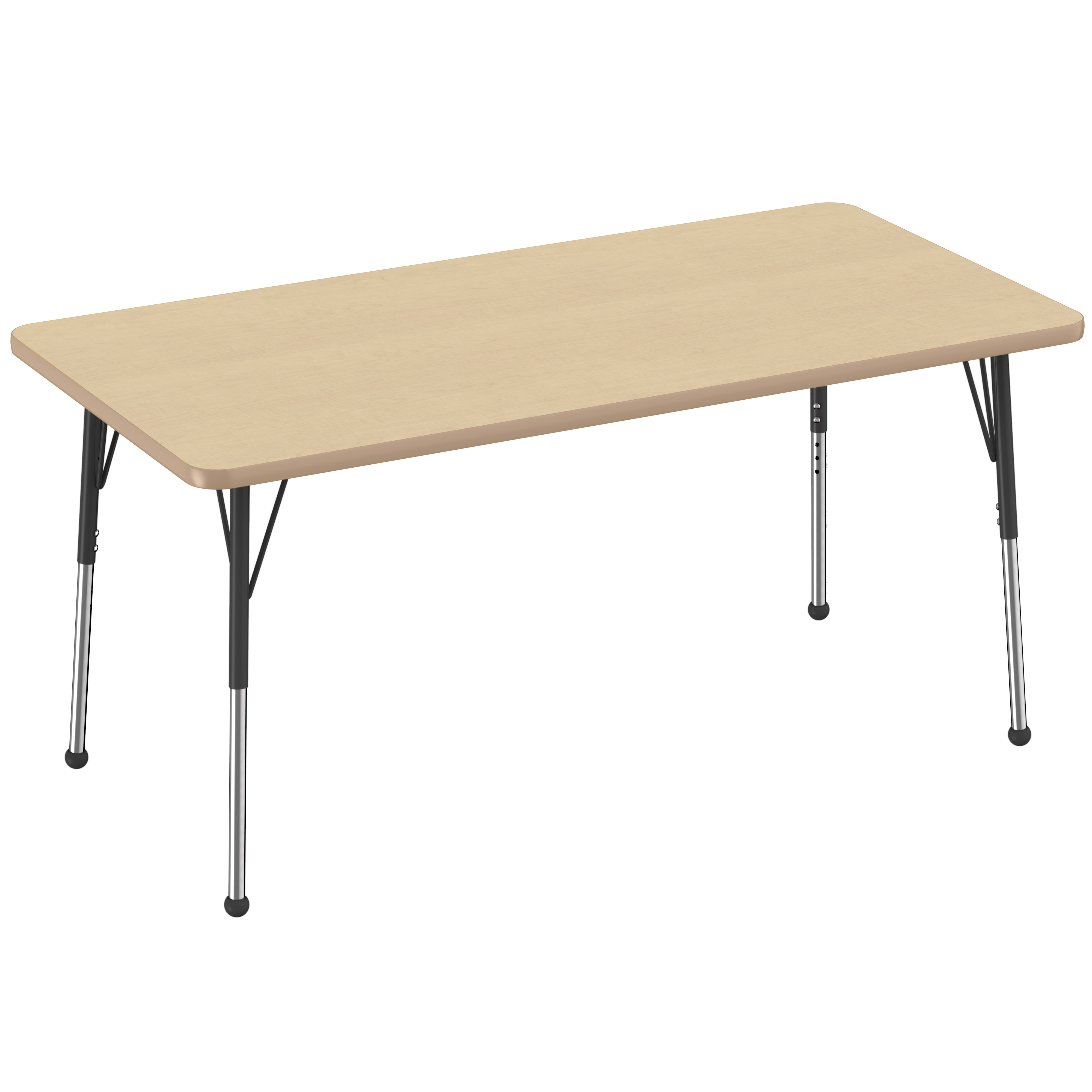 30" x 60" Rectangle Thermofused Activity Table with Adjustable Standard Ball Glide Legs - Maple/Maple/Black
