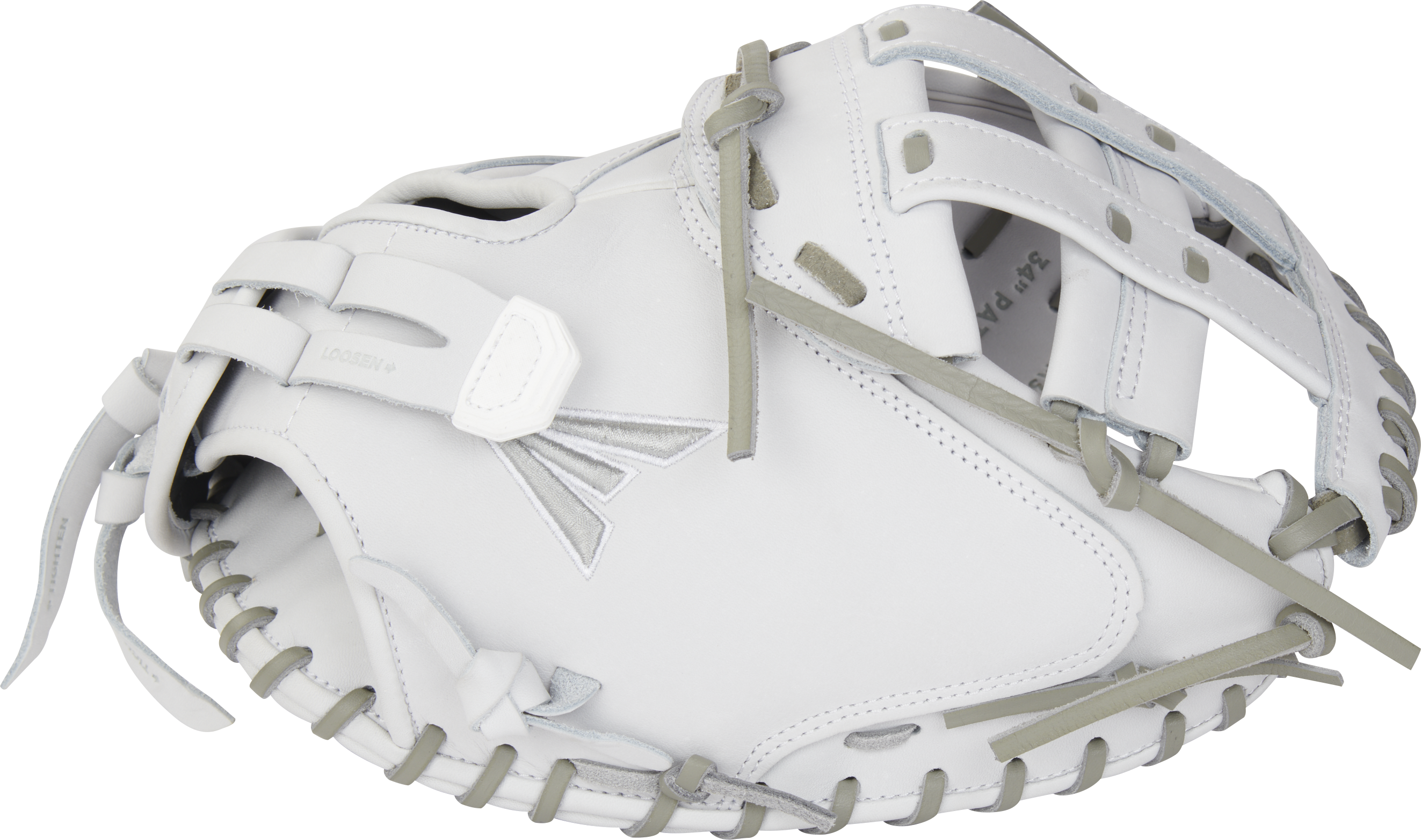 Easton Pro Collection Series Catchers Mitt 34-Inch Softball Glove  - Right Hand Thrower - White/Gray