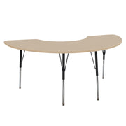 36" x 72" Half Moon La Madera Activity Table with Standard Legs - Maple Grain/Black