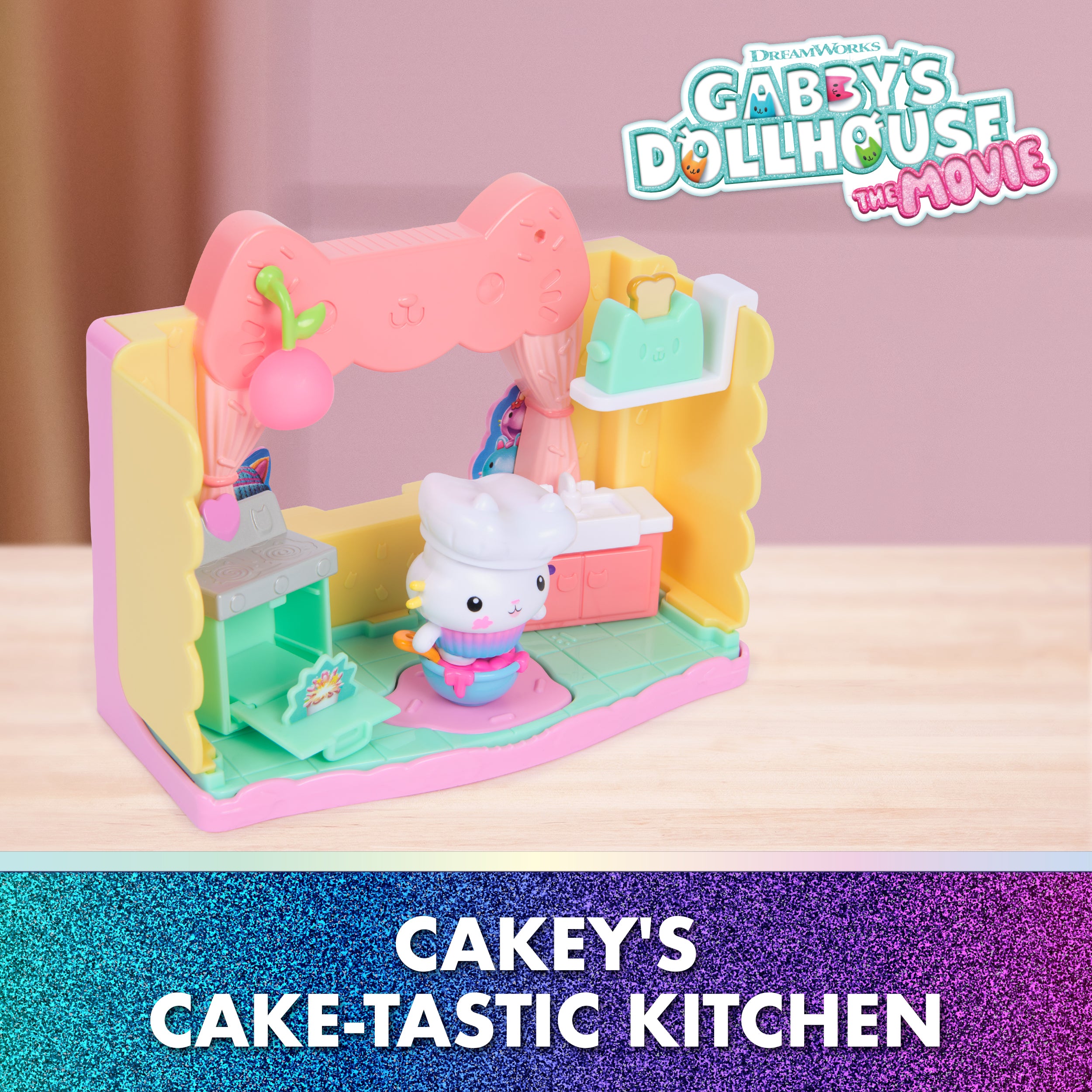 Gabby's Dollhouse: The Movie, Cakey's Sprinkle Cake-tastic Kitchen, Toy Figure, & Dollhouse Accessories, Kids Toys for Girls & Boys Ages 3 and Up