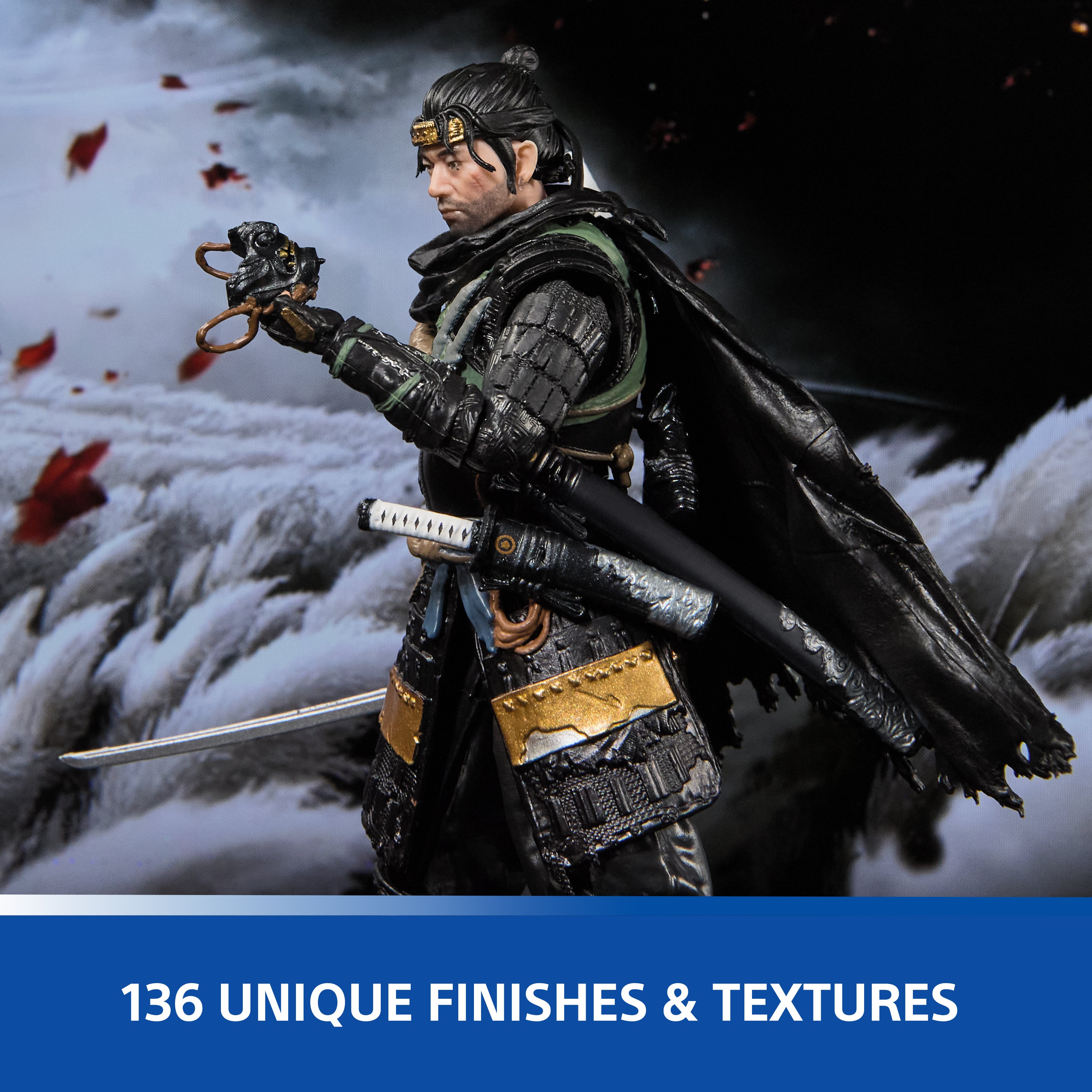 PlayStation, Ghost of Tsushima, 6” Jin Sakai Samurai Action Figure & 2 Accessories, The Shapes Collection, For PS5 Fans & Collectors Ages 17+