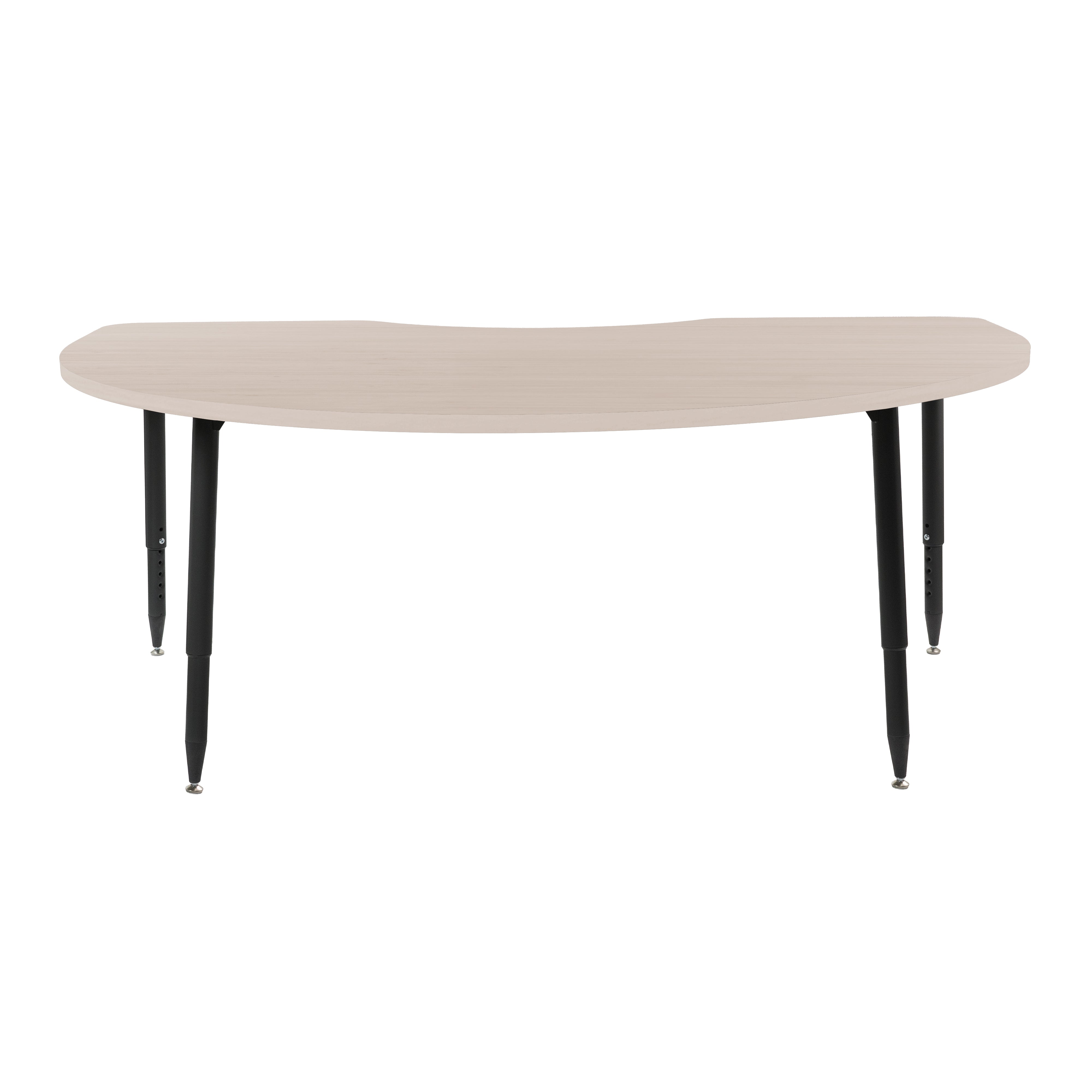 Adapte 48" x 72" Kidney Woodgrain Activity Table with Adjustable Tapered Legs - Asian Sand/Black